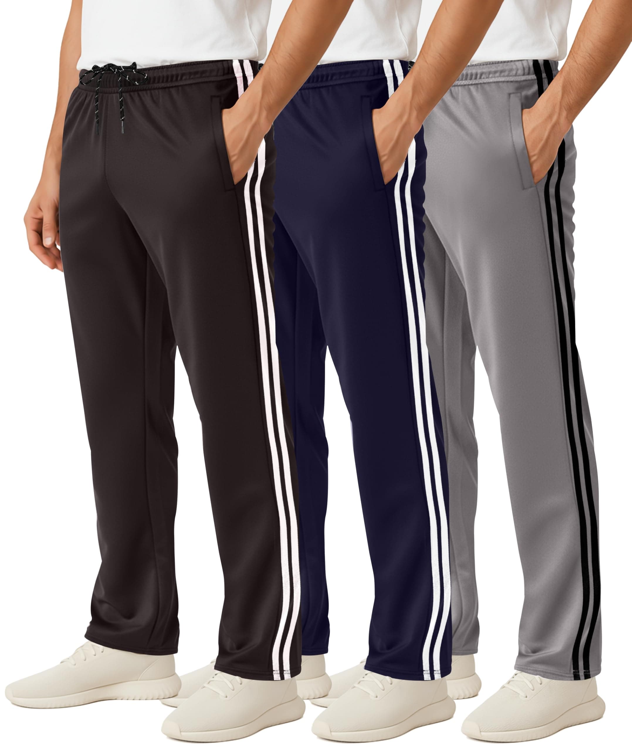 3 Pack: Men's Mesh Open Bottom Sweatpants Gym Active Athletic Workout Casual Pants with Pockets (Big & Tall)