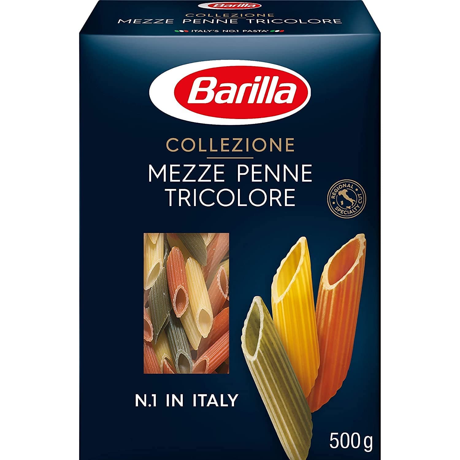 Pasta Collezione Tricolor Italy Mezze Penne Durum Wheat - 500Gram