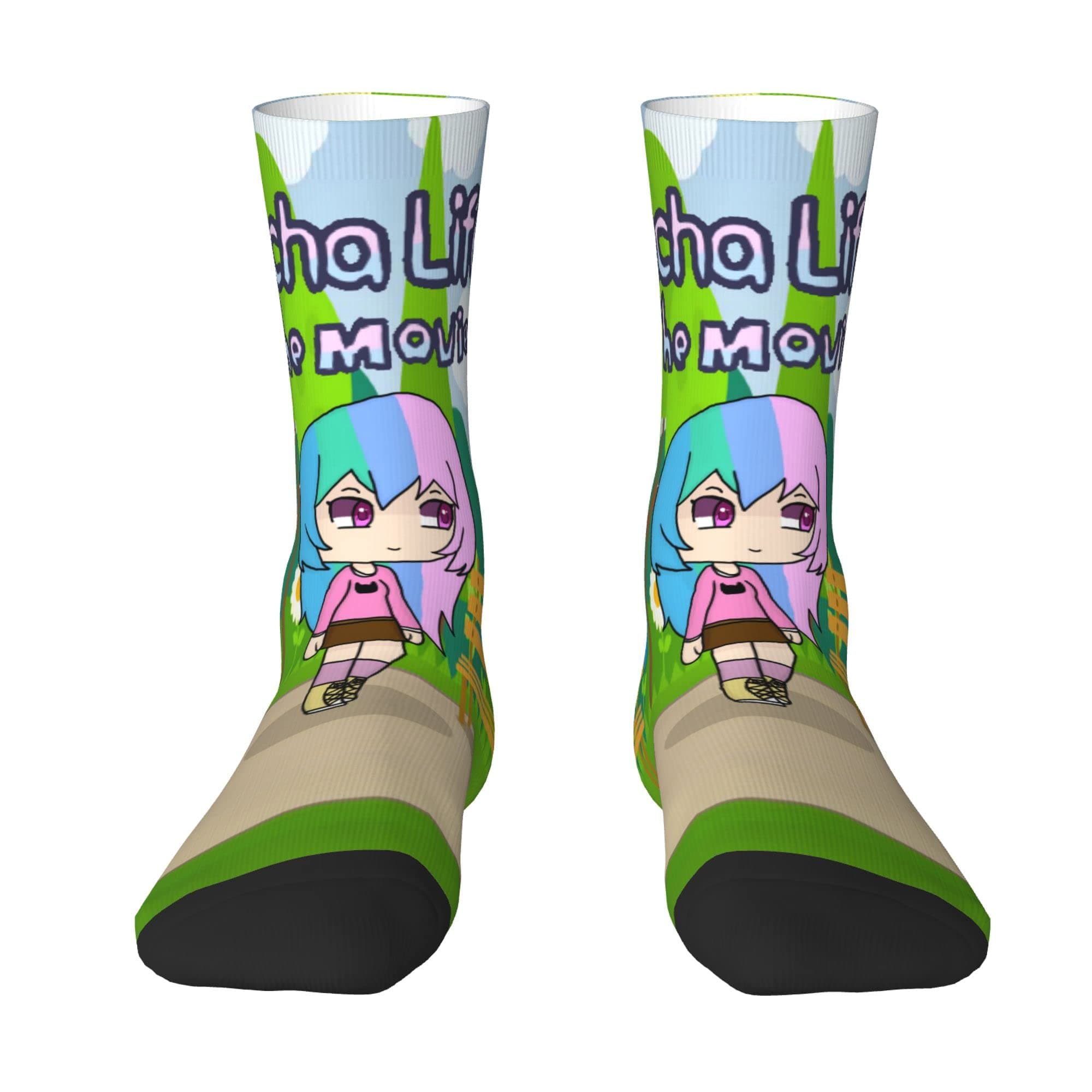 DHOUTSLSocks Gacha Game Life Anime Novelty Crew Stocking Athletic Sock for Women Men and Teens Gifts Socks 16in