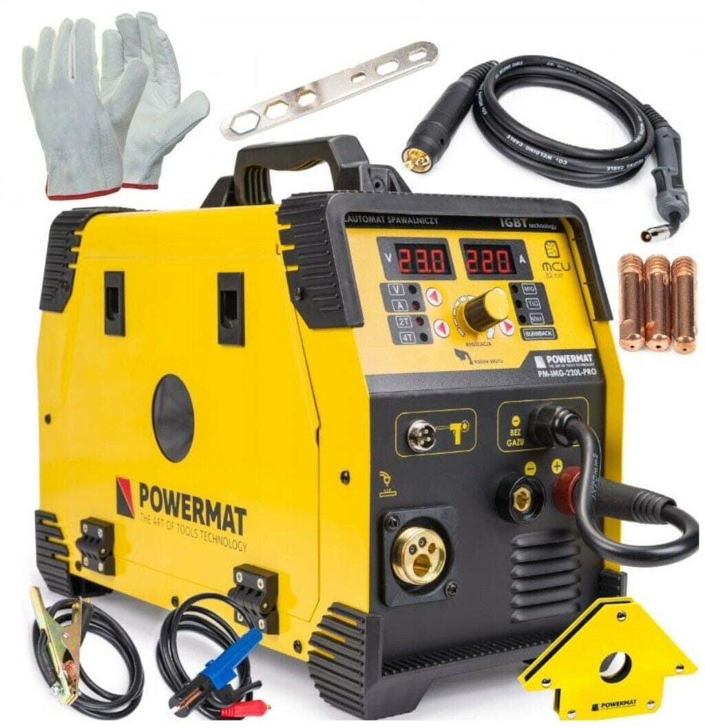 IPARLUXIMG-220L Professional Portable Semi-Automatic MIG MAG MMA Welder, 220A, Gas & Gasless, Compatible with Car, Truck, Boat, Motorcycle, ATV, Tractor, Van, UTV