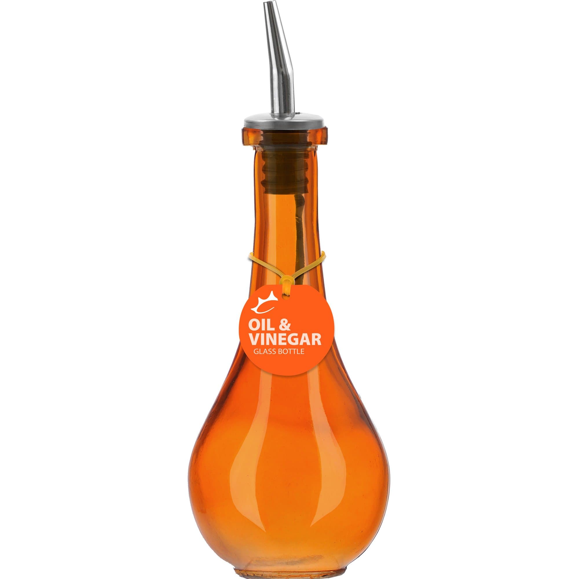 Recycled Glass Oil or Vinegar Bottle with Pour Spout, , 6 Inch Tall, 8 Ounce, Orange, 1 Piece, 237ml