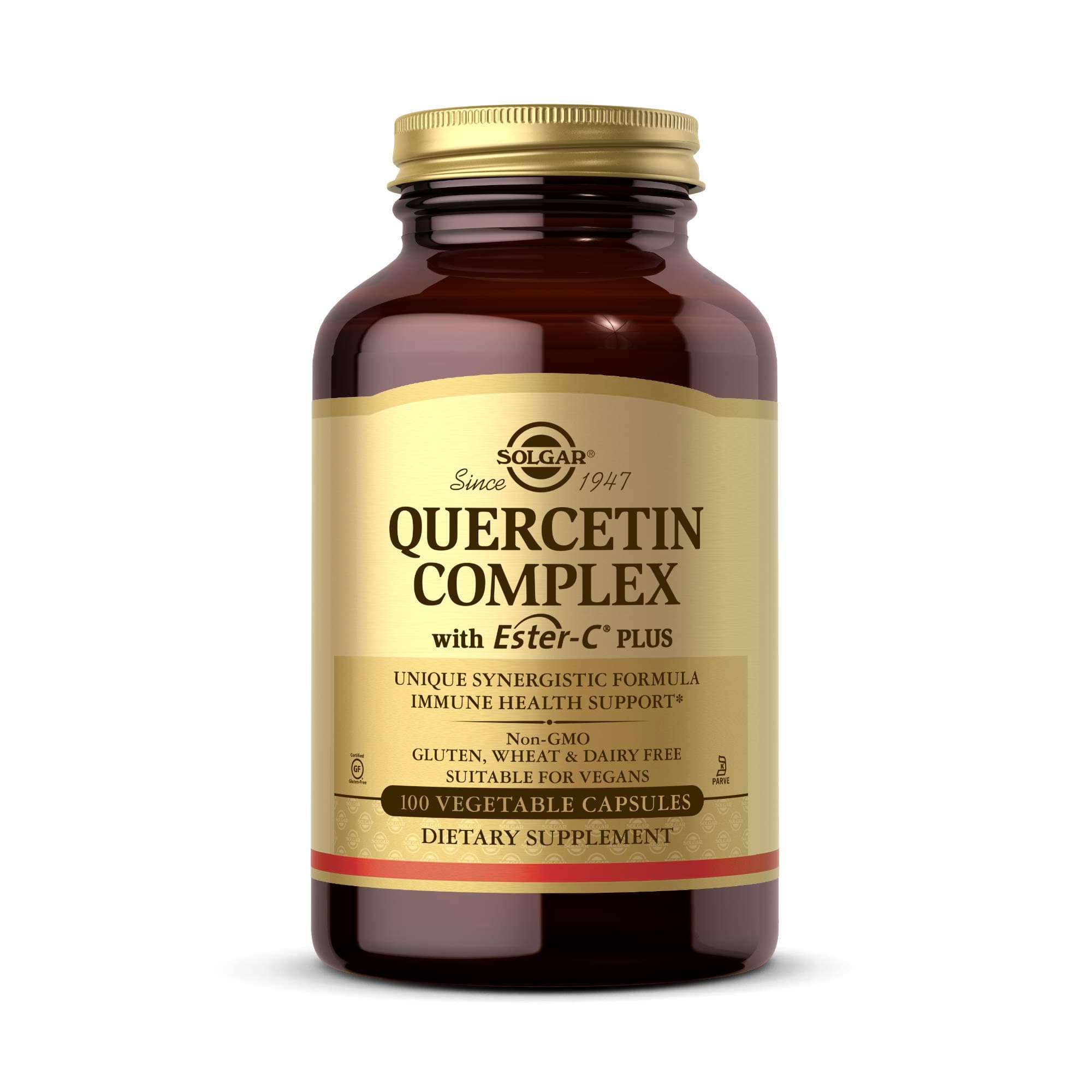 Quercetin Complex with Ester-C Plus, 100 Vegetable Capsules - Supports Immune Health, Antioxidant - Gentle on the Stomach Vitamin C - Non-GMO, Vegan, Gluten Free, Dairy Free - 50 Servings