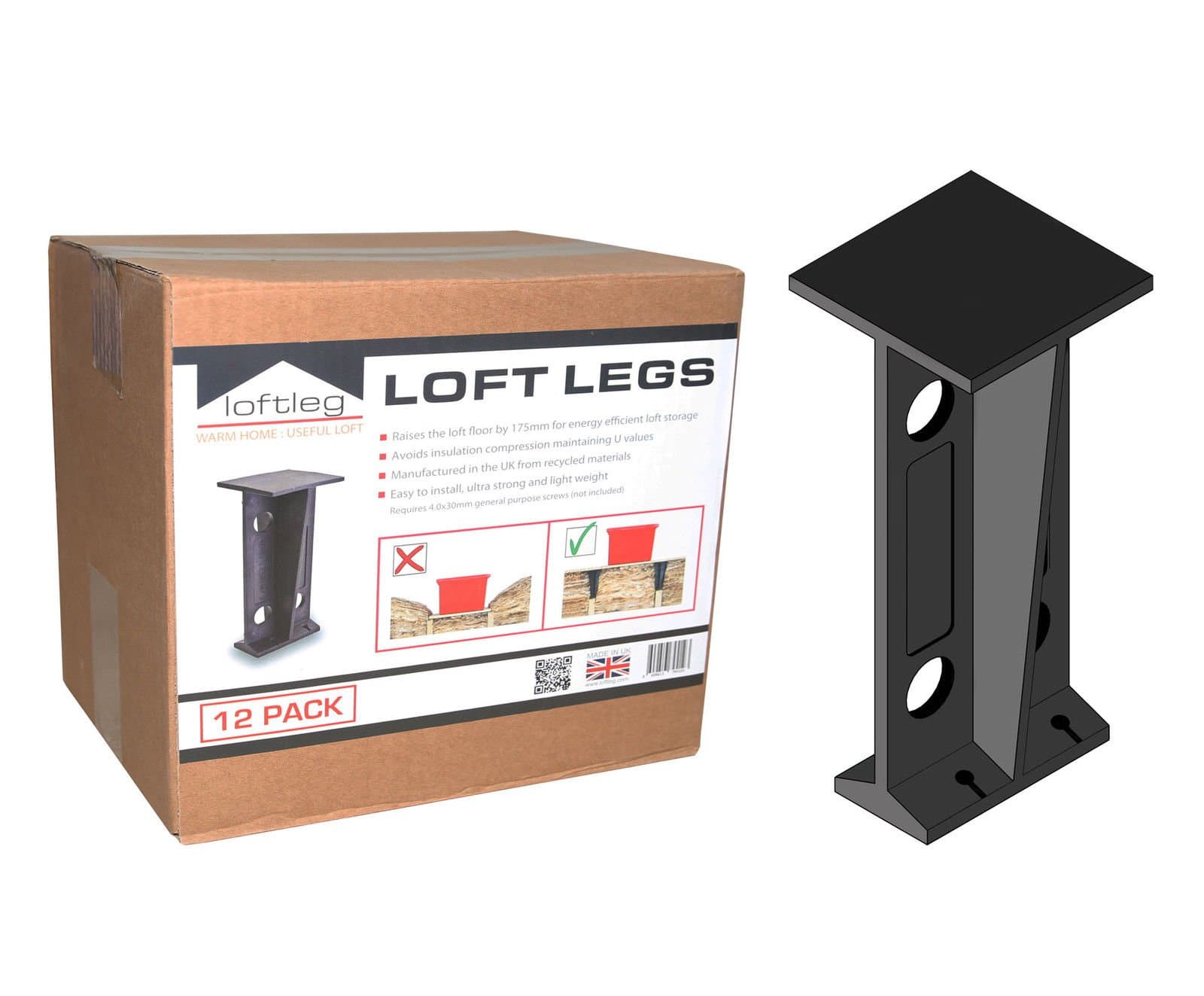 72X loft Legs Insulation Spacer, Raised Storage Boarding, loftlegs, Stilts,