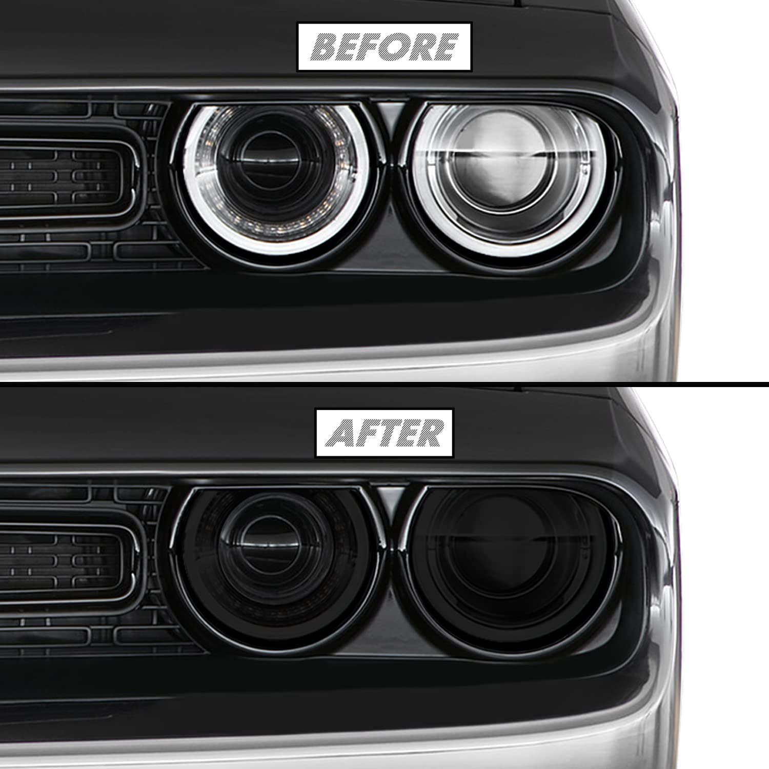 SlickMod PreCut Vinyl Smoke Tint for 2015-2022 Dodge Challenger Headlight (3. Headlight, 20% Dark Smoke)