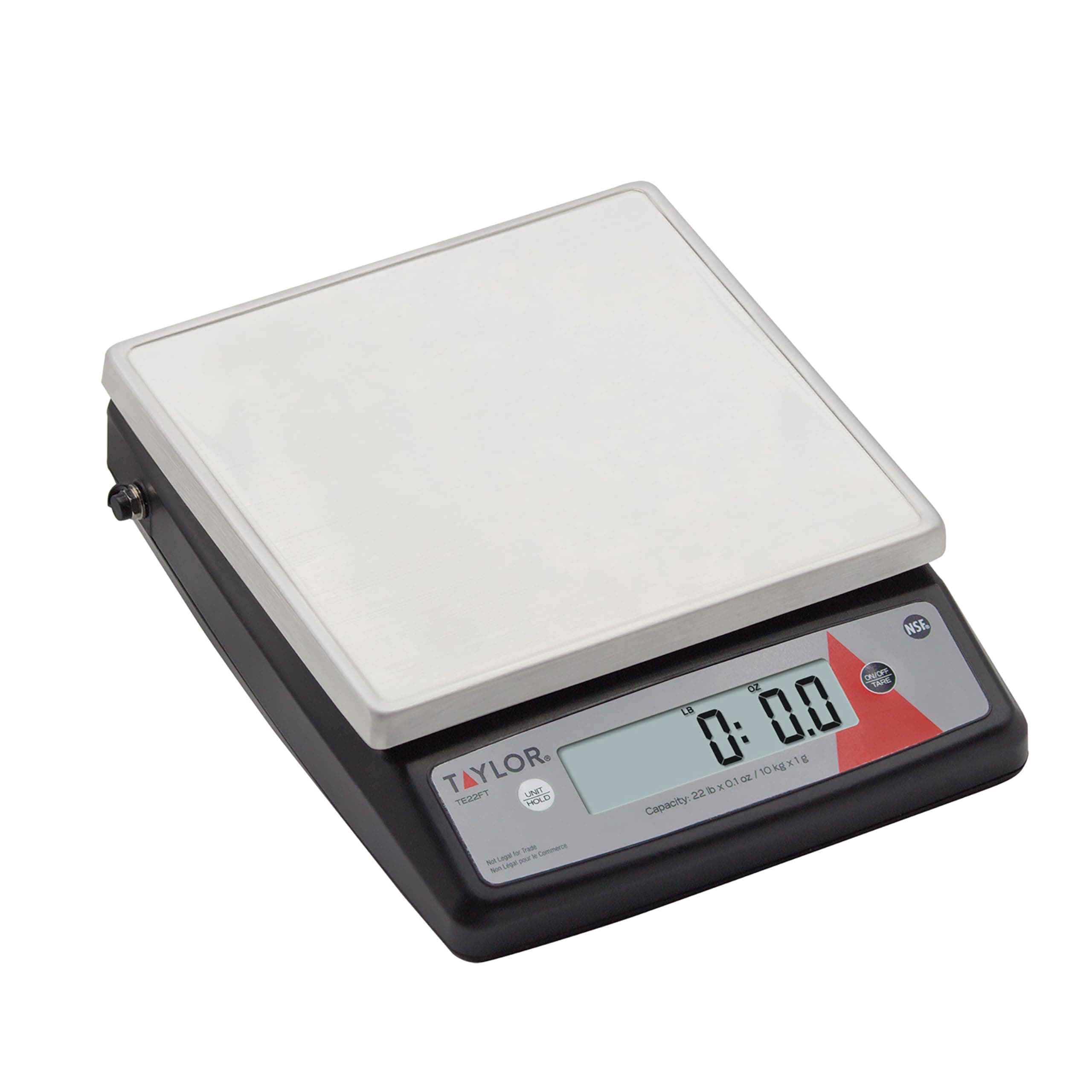 Taylor TE22FT 22-Pound Digital Portion Control Scale, Food Scale for Precise Weight Measuring and Portion Control, Tare and Hold Function, NSF, Stainless Steel Platform