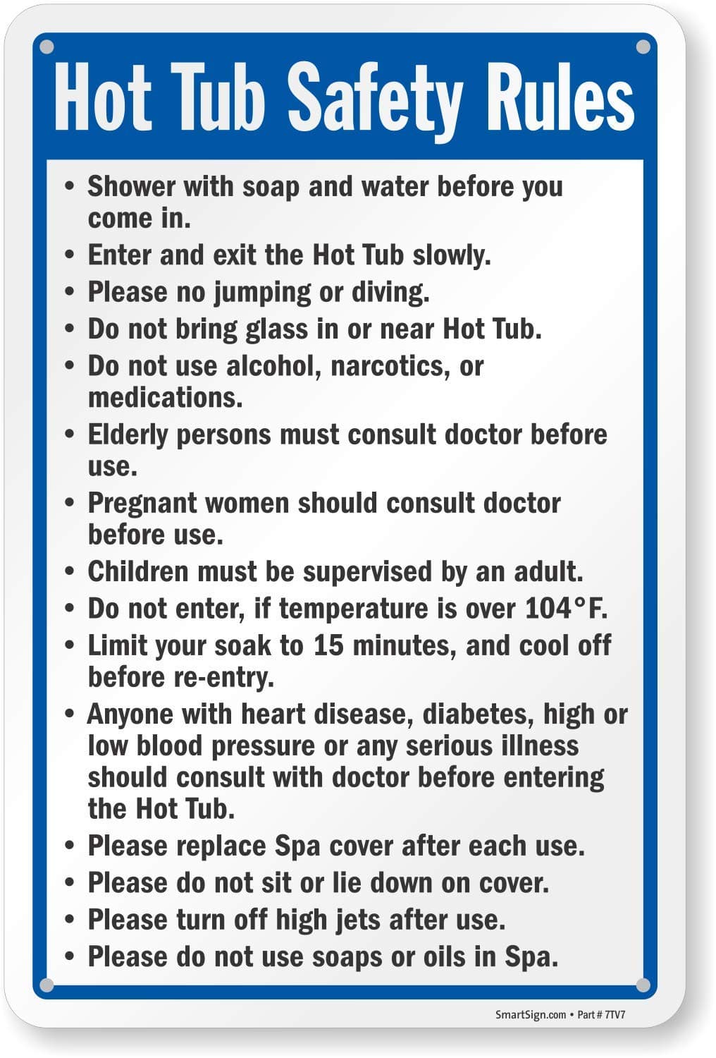 SmartSign "Hot Tub Safety Rules Sign | 12" x 18" Aluminum