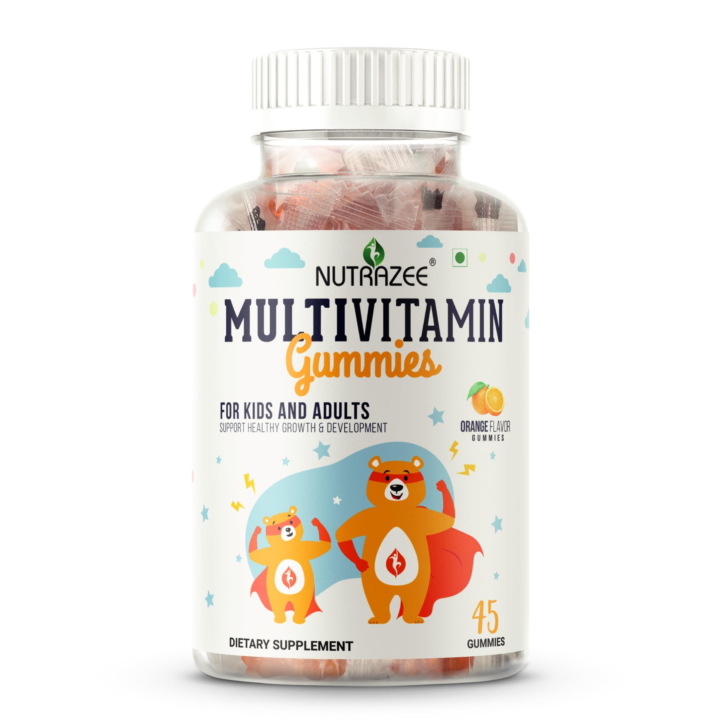 Multivitamin Gummies for Kids, Men & Women, Supplement with Biotin & Essential Vitamins for Healthy Growth, Development & Immunity, 45 Gummy Bears