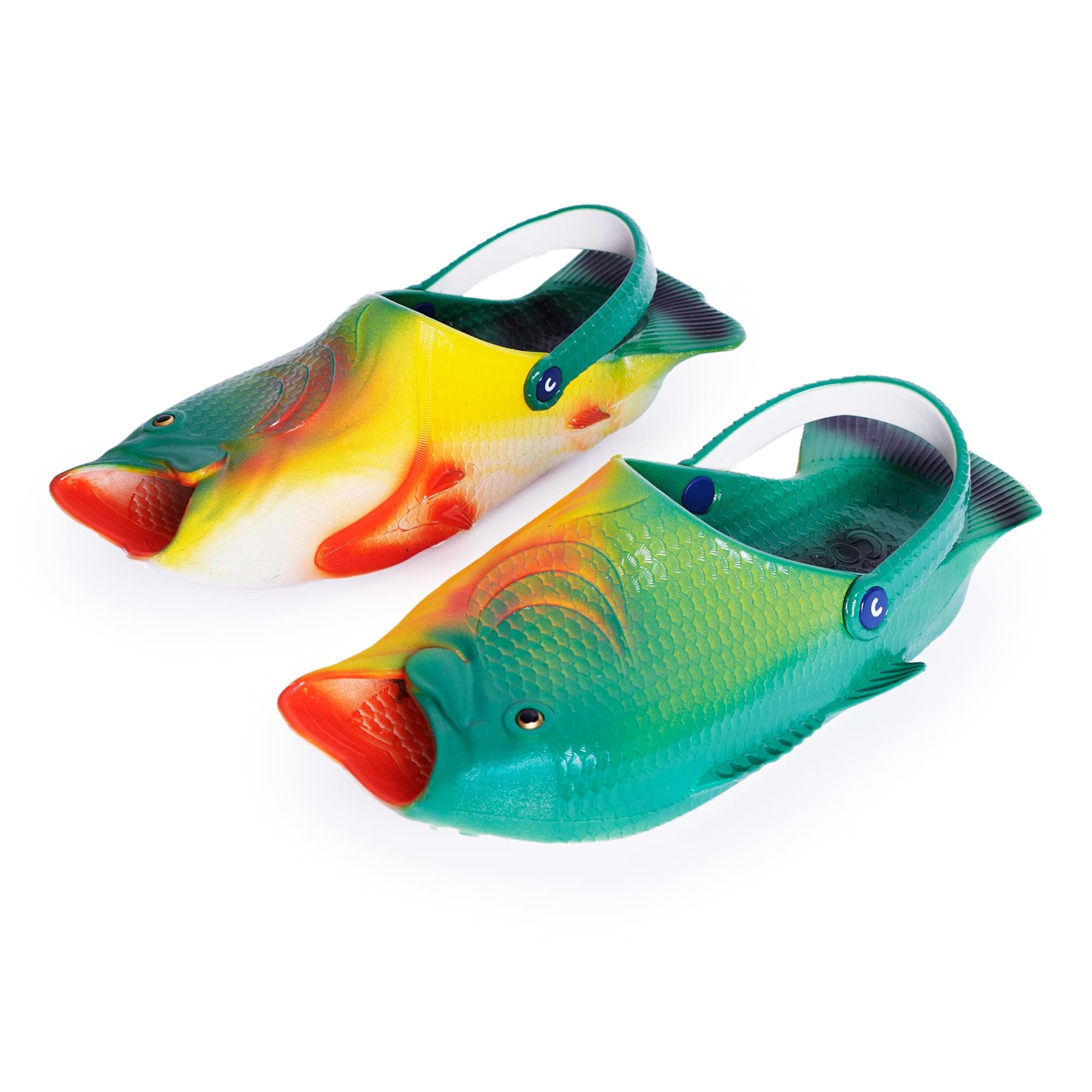 Fish Clogs | Sporty Bass Fish Flip Flops with Back Strap | The Ultimate in Ugly Shoes | Fish Sandals for Men & Women