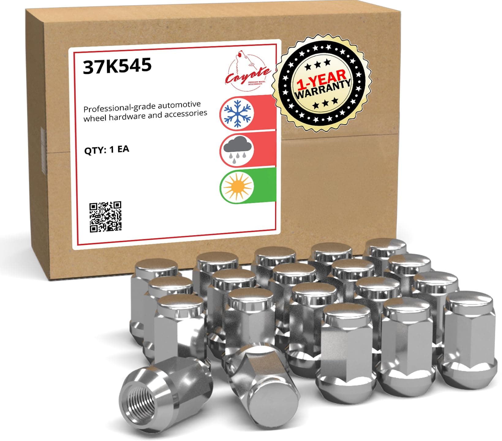 Wheel Accessories Parts 20 Pcs M12x1.5 12x1.5 Thread Bulge Acorn 1.38" 35mm Long Lug Nuts Chrome 3/4" 19mm Hex Fits Toyota Corolla Camry | Ford Escape Fusion | Honda Accord Civic