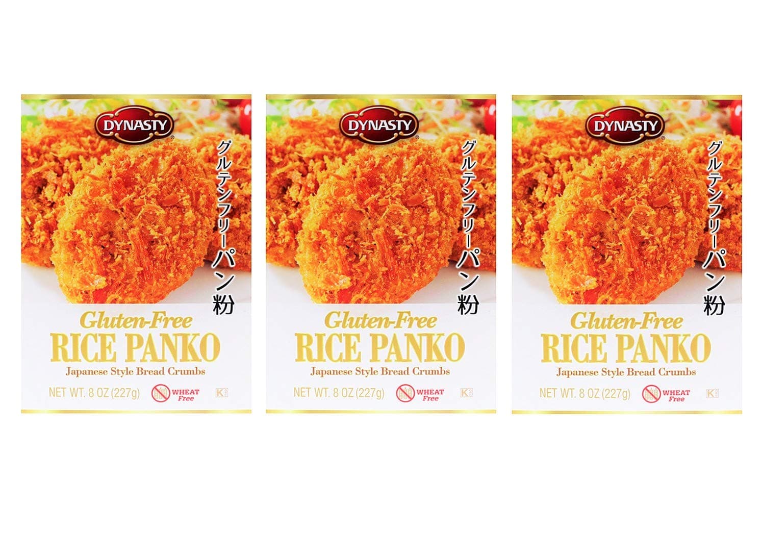 Dynasty Gluten-Free Rice Panko Japanese Style Bread Crumbs 8oz, 3 Pack