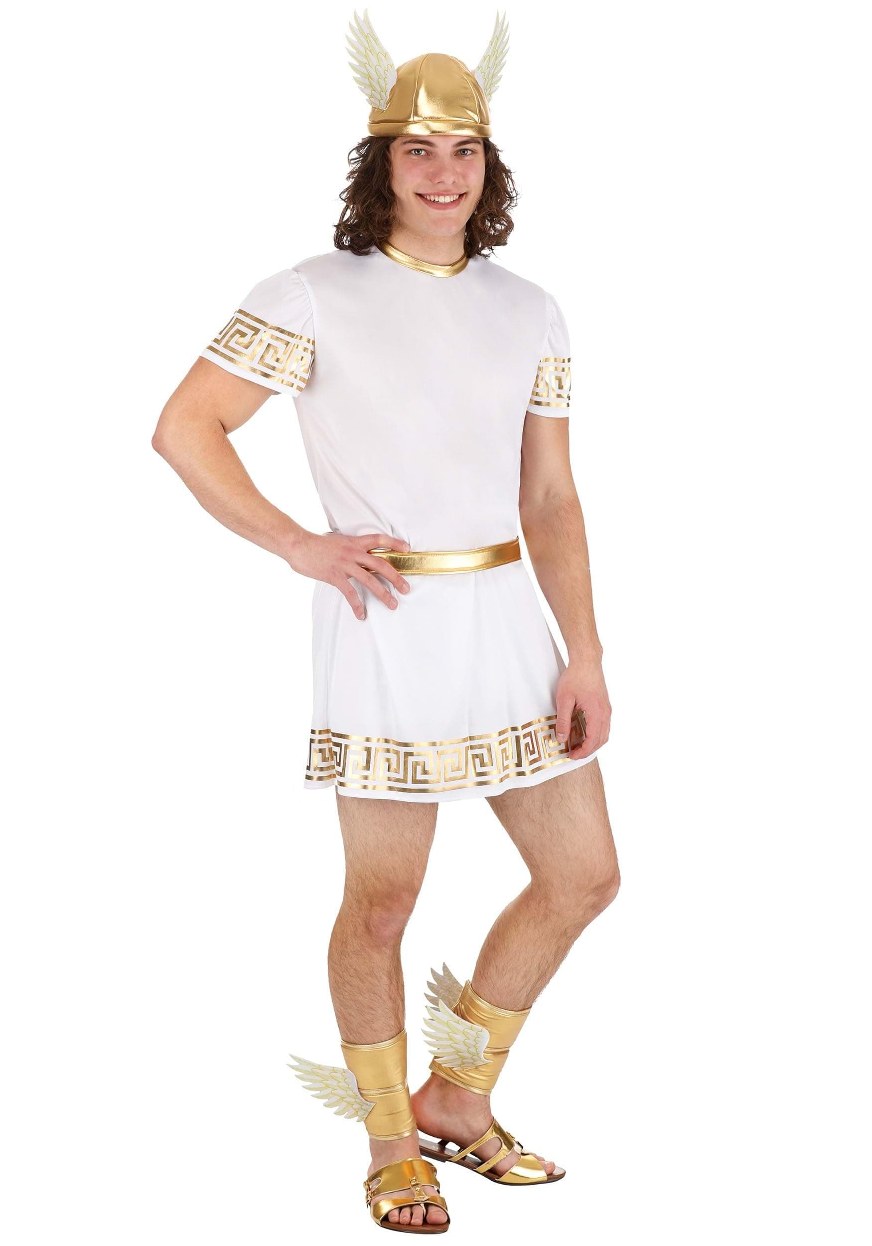Men's Hermes Costume | Adult Ancient Greek God Cosplay Outfit - Olympian Deity Hermes Halloween Costume