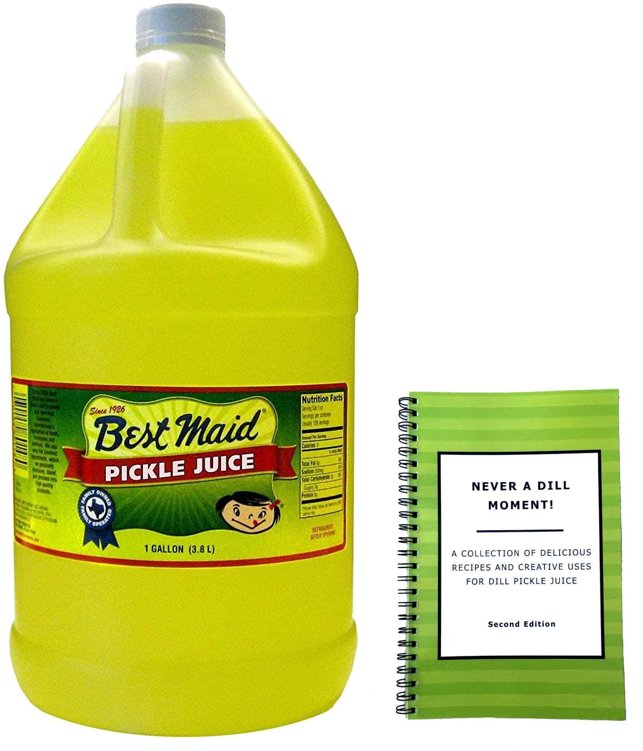 Best Maid Dill Pickle Juice :: 100% Natural Energy Drink, Low Cal, No Carbs, Sugar Free, Ideal for Sports & Weight Loss, 1 Gallon Bottle Securely Packaged with Bonus Recipe Cookbook