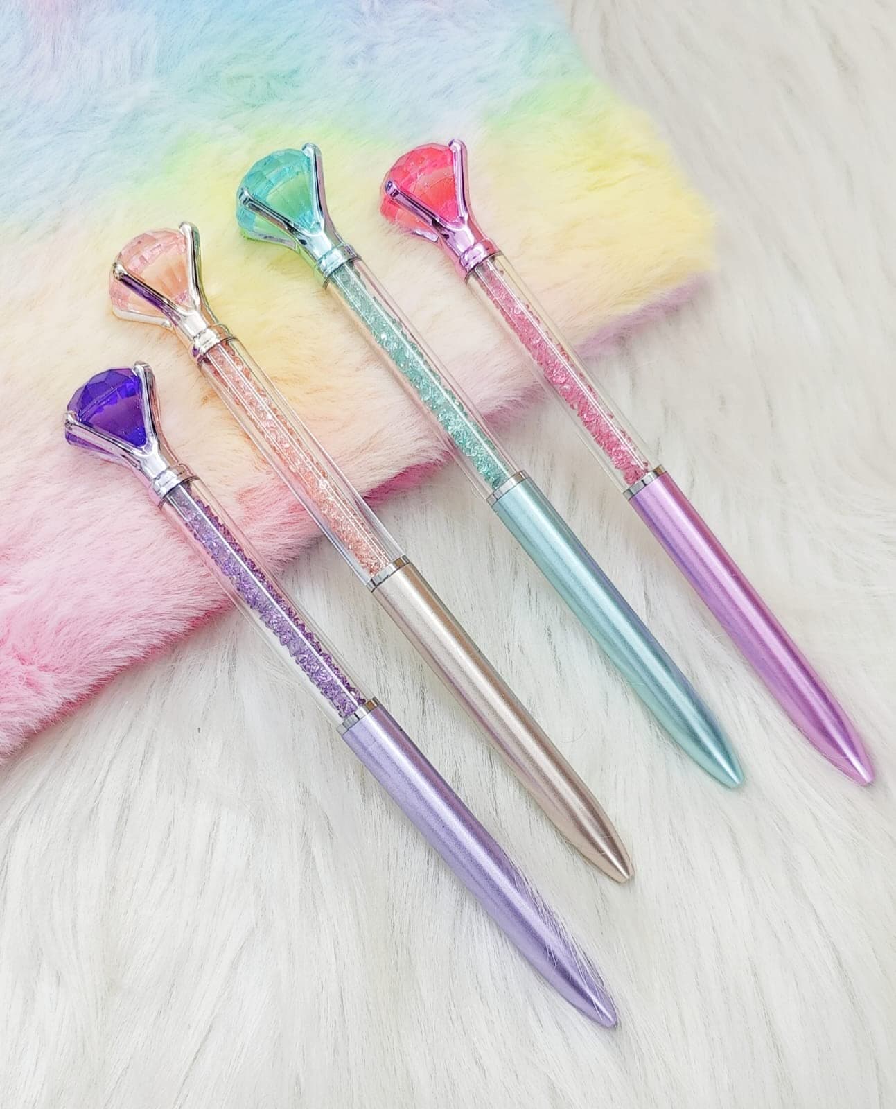 TERA 13 Diamond Crystal Pen For Girls (4 Pcs) - Stylish School Stationery For Kids, Return Gifts
