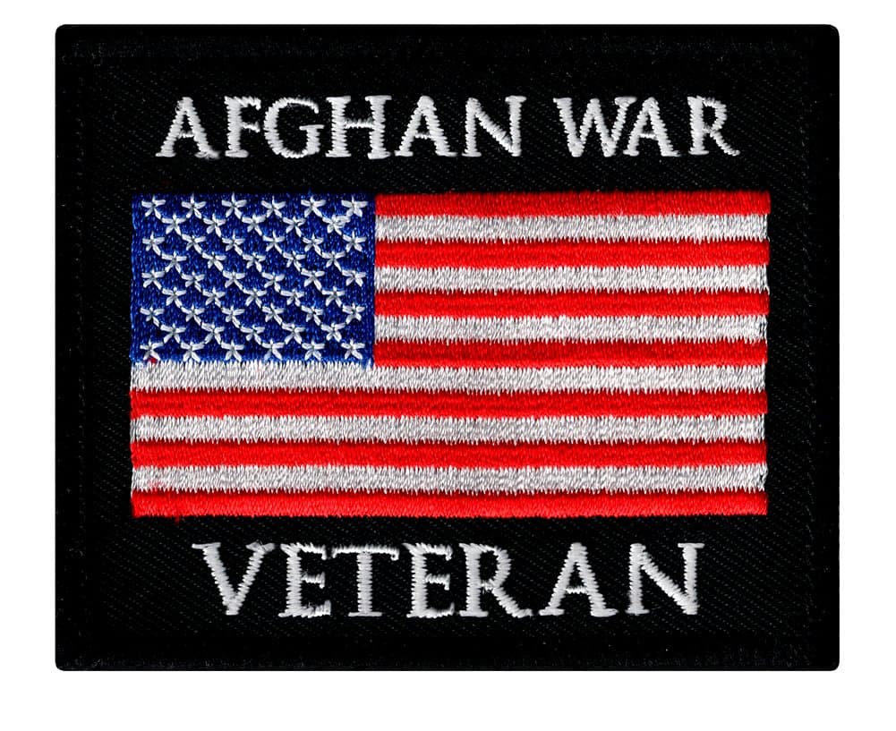 Afghan War Veteran Embroidered Patch US Military Iron-On Afghanistan Vet Flag