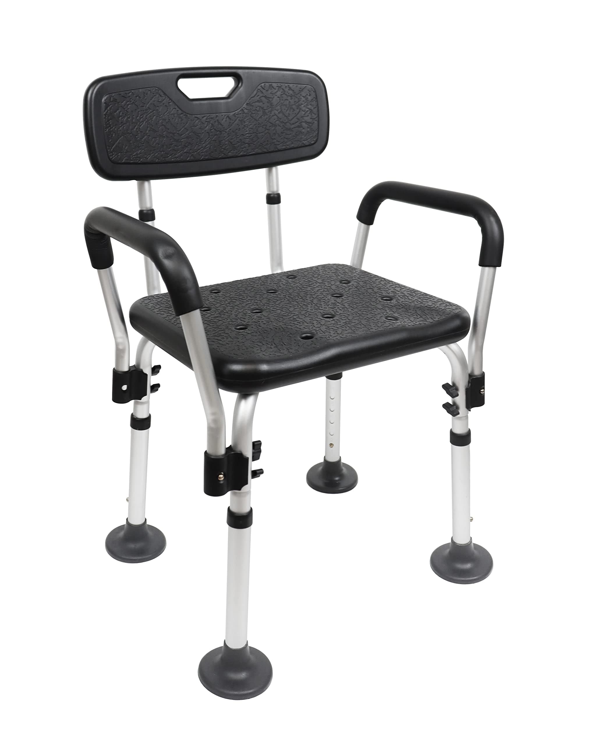 PEPE - Mobility Shower Chairs for Elderly with Arms, Adjustable Non Slip Bath Seats, Bathroom Stools with Back, Free Assembly