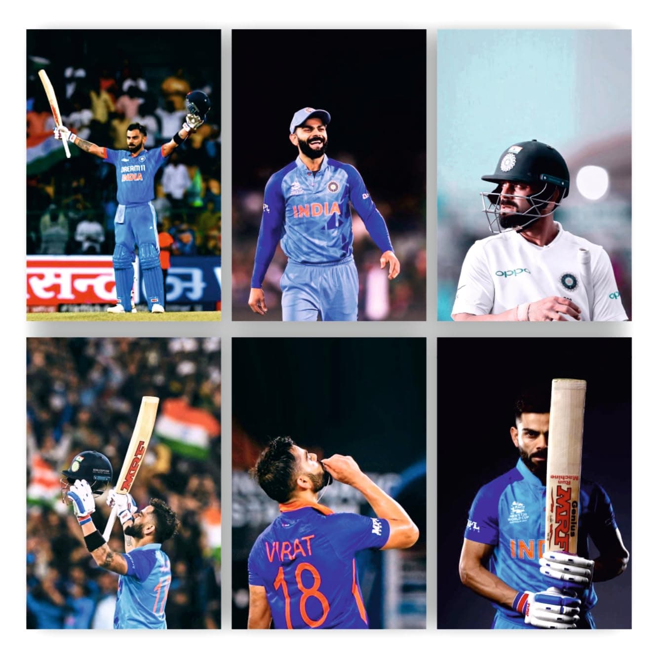 POSTER WALLAH Virat Kohli Poster Set of 6 (12x8 Inch) | Aesthetic Wall Posters for Home, Office & Student Room | Unframed Cricket Wall Decor