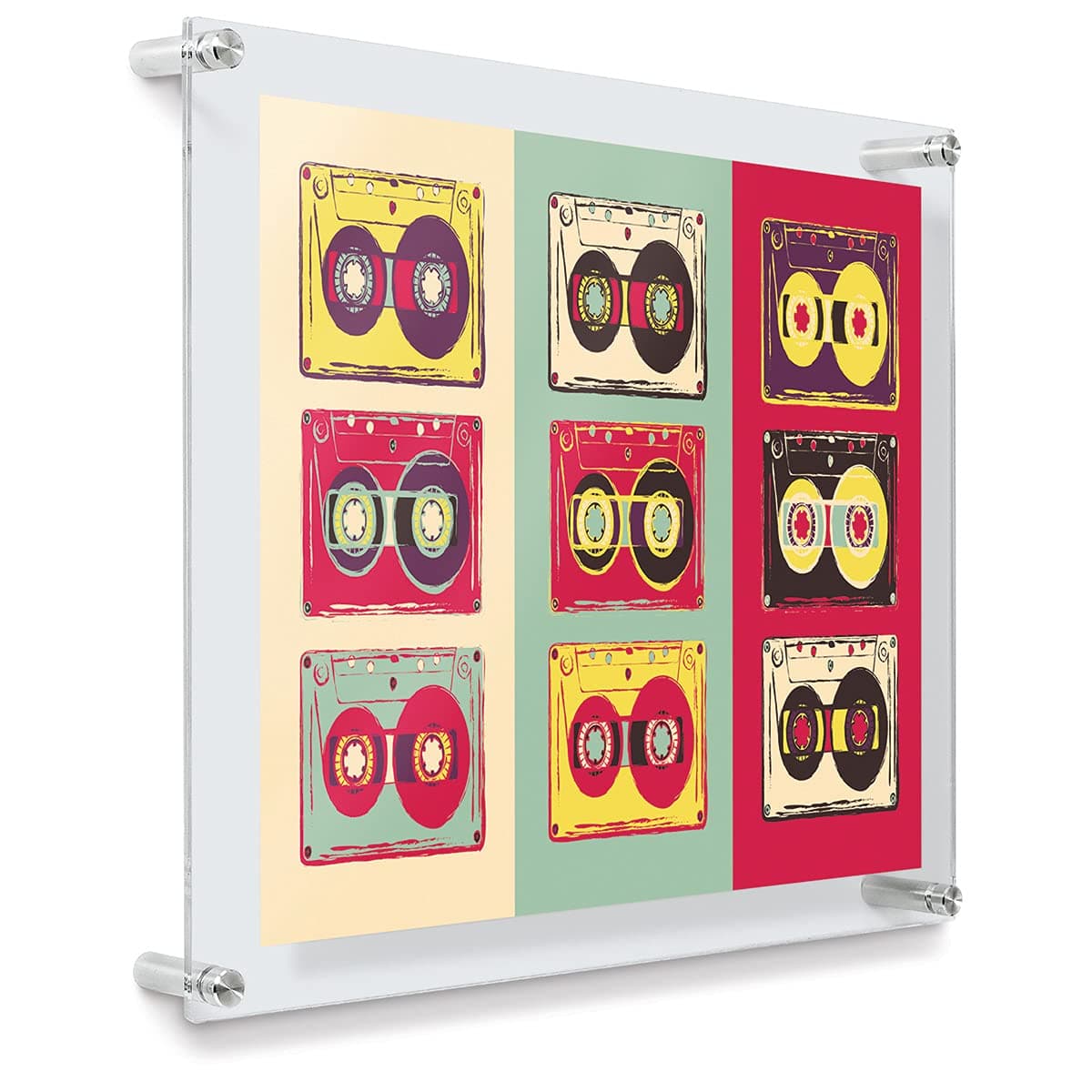 Wexel Art 16x20" Clear UV Grade Acrylic Floating Picture Frame Double Panel Photo Display with Silver Hardware for Hanging Contemporary Art and Images on Wall