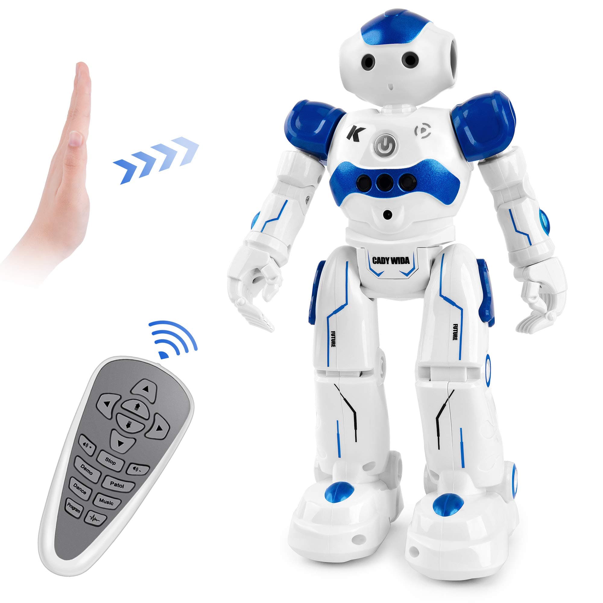Cradream RC Robots for Kids, Remote Control Robot Intelligent Programmable Gesuture Sensing Robot Toys for 3-12 Year Old Boys Girls Birthday (Blue)
