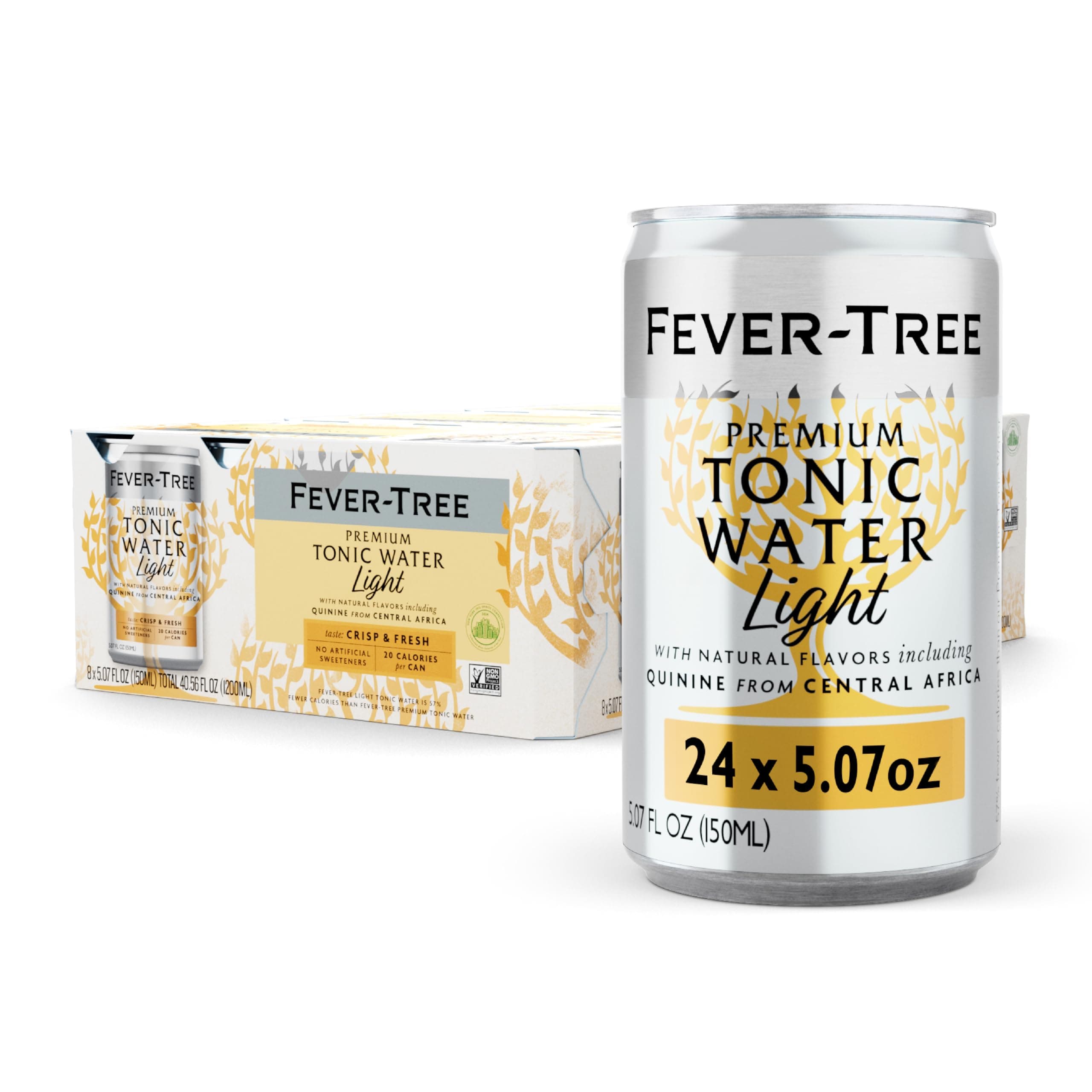 Fever-Tree Light Tonic Water Cans, 24pk/5.07 fl oz, Lower in Calories, No Artificial Sweeteners, Flavorings or Preservatives