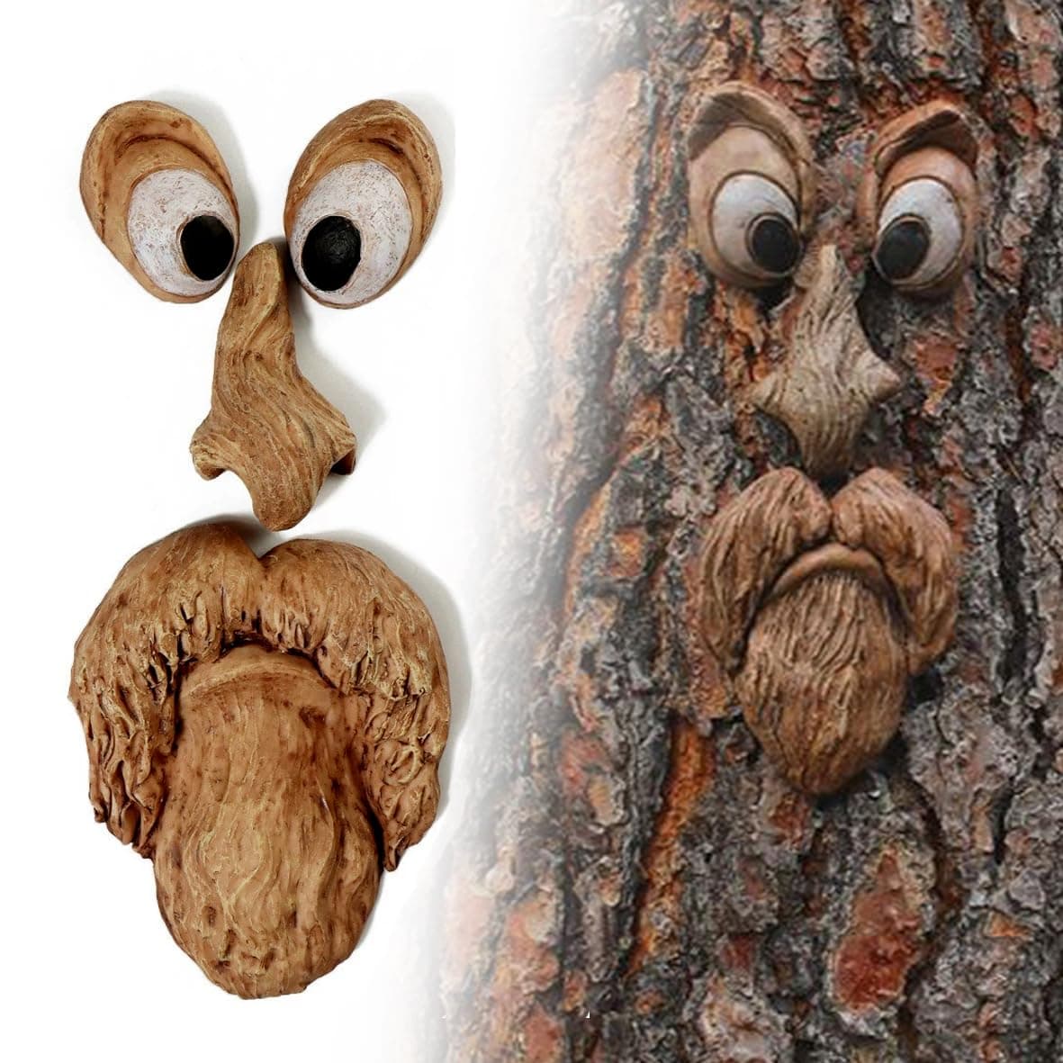 Tree Face Decor Outdoor | Old Man Bark Ghost Statues | Funny Yard Art Statues | Halloween & Easter Garden Props Creative Decorations