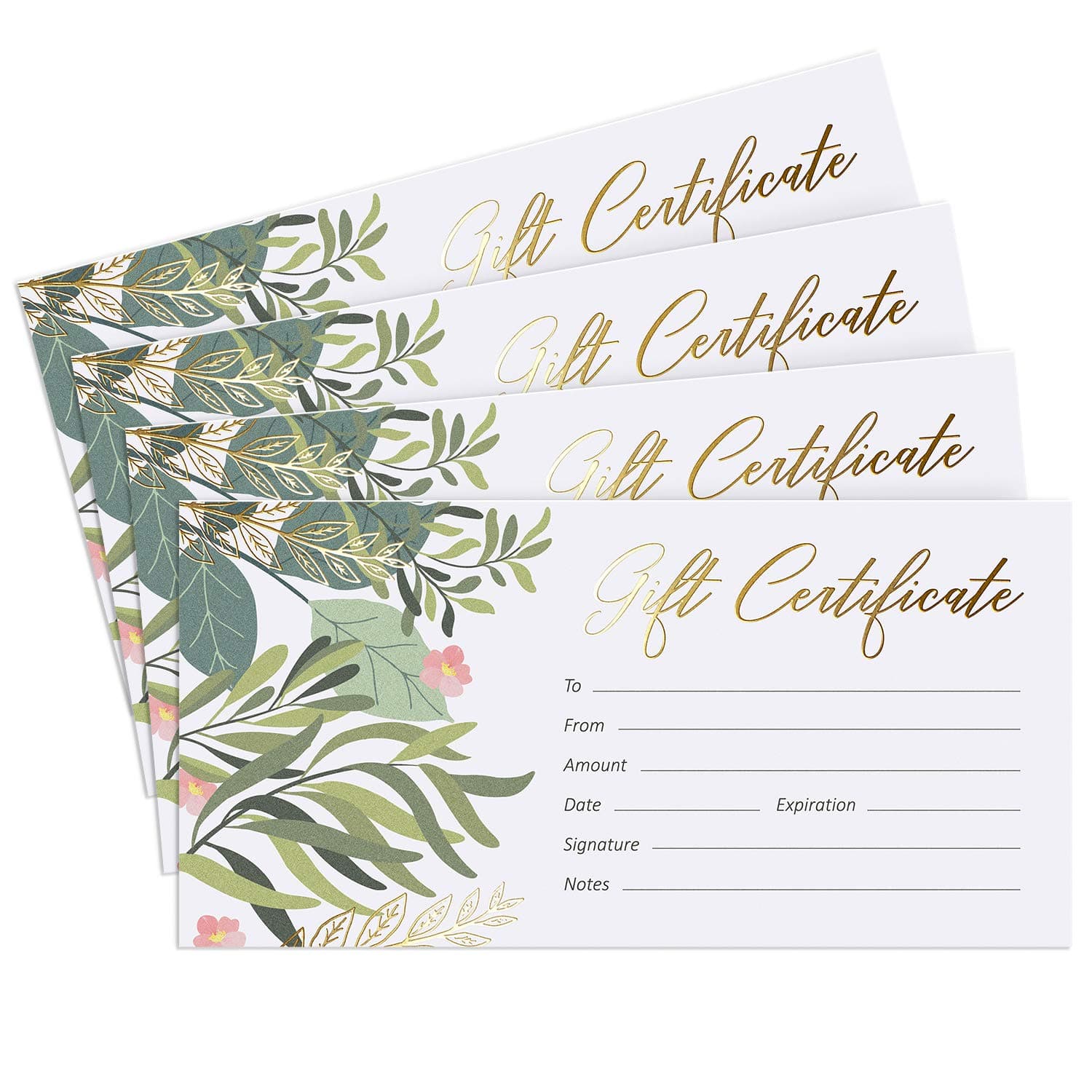 Blank Gift Certificates for Business with Gold Foil- 25 Gift Certificate Cards with Envelopes for Spa, Salon, Restaurants, Custom Client Vouchers for Birthday, Work Card – 3.75x7.5”