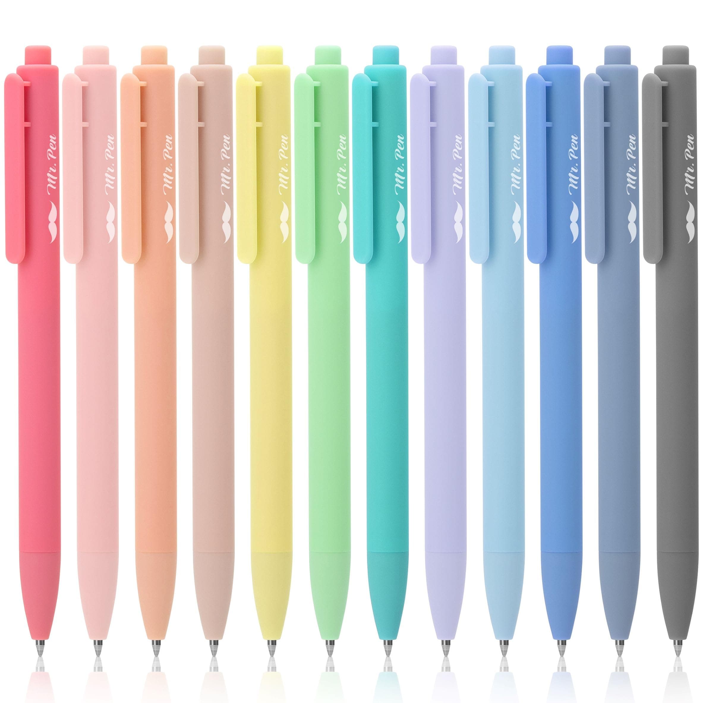 Mr. Pen- Retractable Gel Pens, 12 Pack, Colorful Ink, Fine Point 0.7mm, Fast Dry, Smooth Writing, Cute Pens for Drawing, Writing Planner and School Supplies