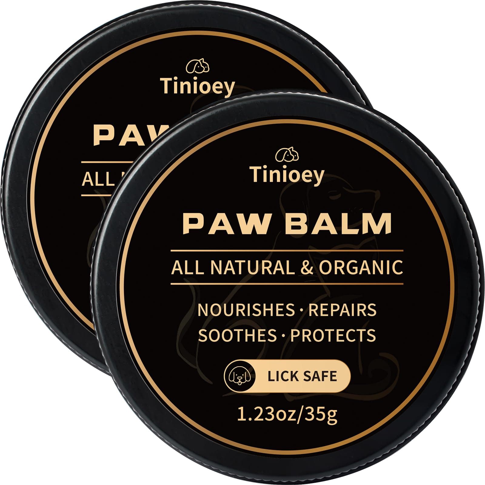 All-Natural Dog Paw Balm for Dogs & Cats | 2 Pack Dog Paw Pad Balm Paw Protector, Moisturizer & Soother for Dry Cracked Paws & Noses | Snout Soother for Dogs (1.23oz*2)