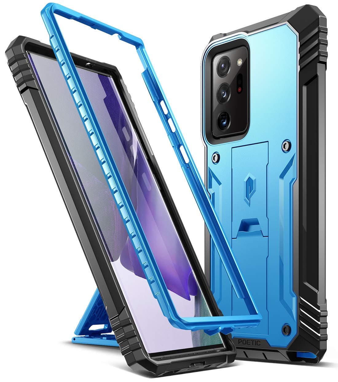 Poetic Revolution Series for Samsung Galaxy Note 20 Ultra Case, Full-Body Rugged Dual-Layer Shockproof Protective Cover with Kickstand, Without Built-in-Screen Protector, Blue