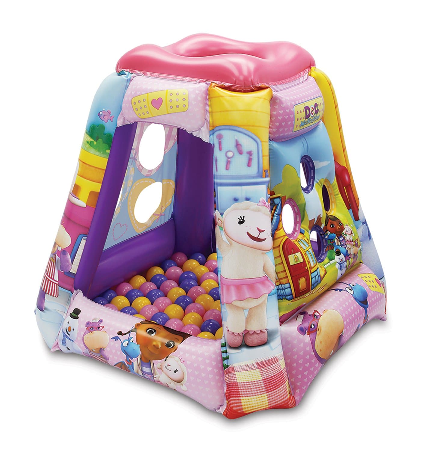 Doc Mcstuffins The Doc is in Ball Pit, 1 Inflatable & 20 Sof-Flex Balls, Purple/Pink, 37"W x 37"D x 34"H