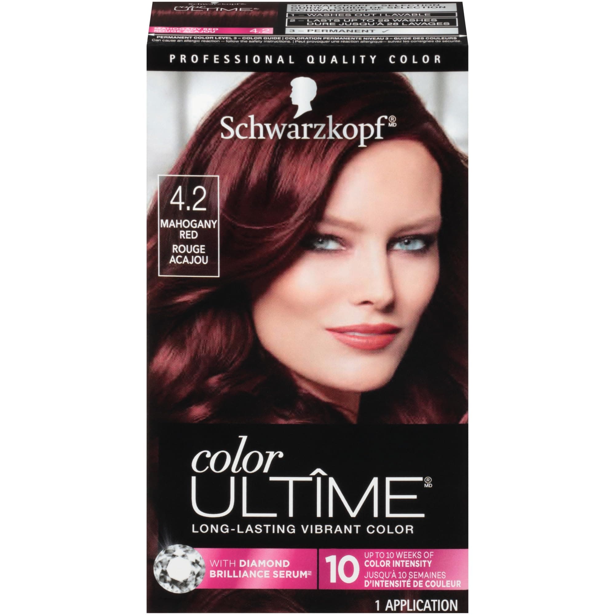 Schwarzkopf ULTIME Hair Color Cream, 4.2 Mahogany Red, 5.7 oz