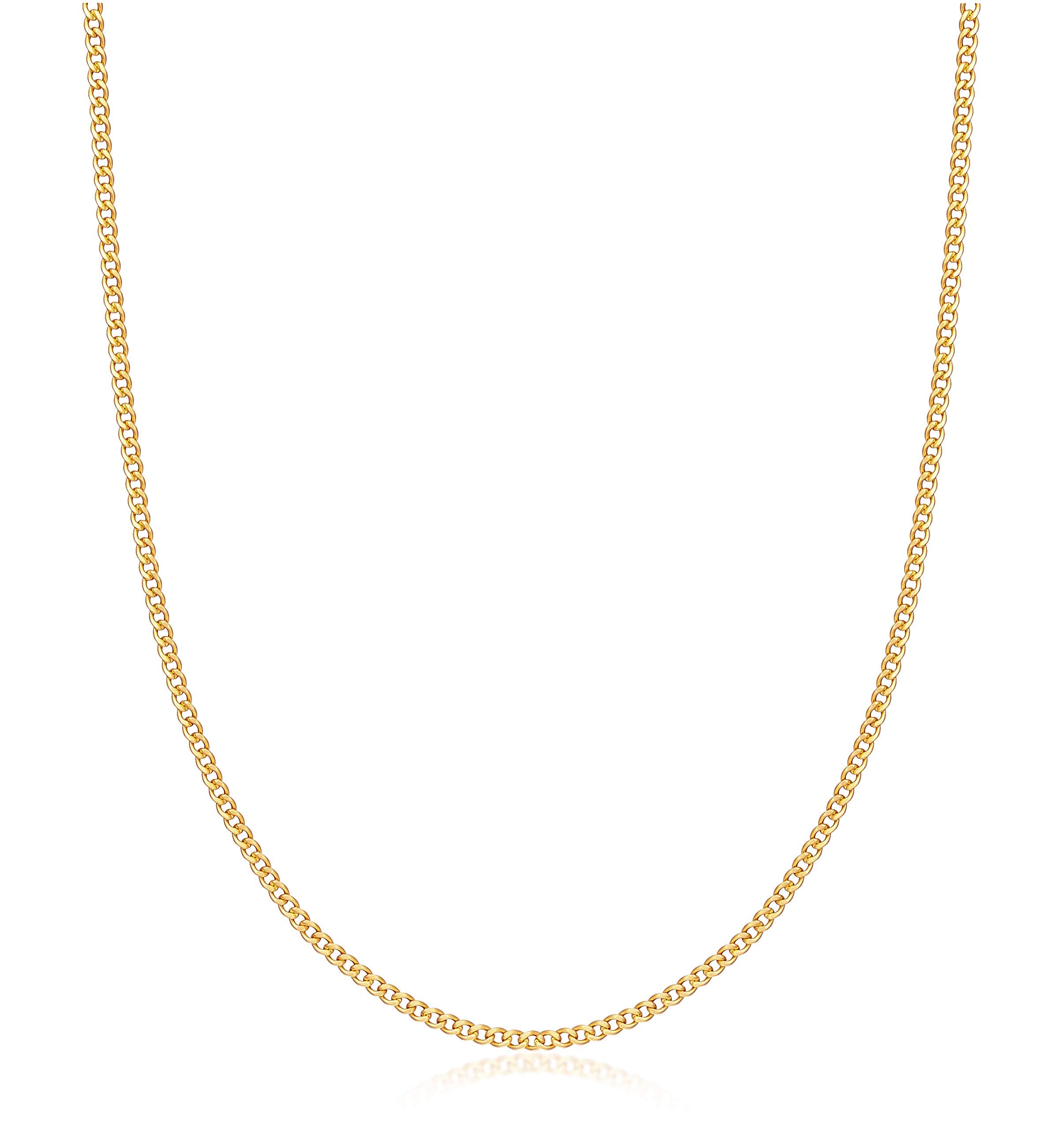 Womens Gold Chain Necklace | Barzel 18K Gold Plated Curb / Cuban Link Gold Chain Necklace 2MM, 3MM, 4MM, 5MM For Women or Men - Made In Brazil