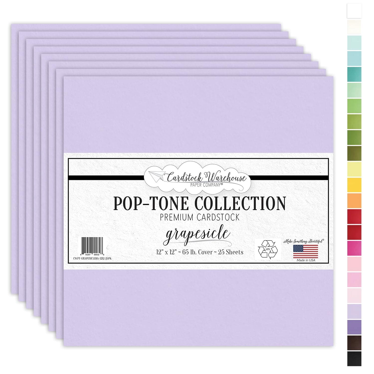 Cardstock Warehouse Pop-Tone Grapesicle Light Purple/Lavender Cardstock Paper – 25 Sheets 12 x 12" - 65 lb /175 GSM Premium Purple Card Stock for Die-cutting, Scrapbooking, Card Making & DIY Projects