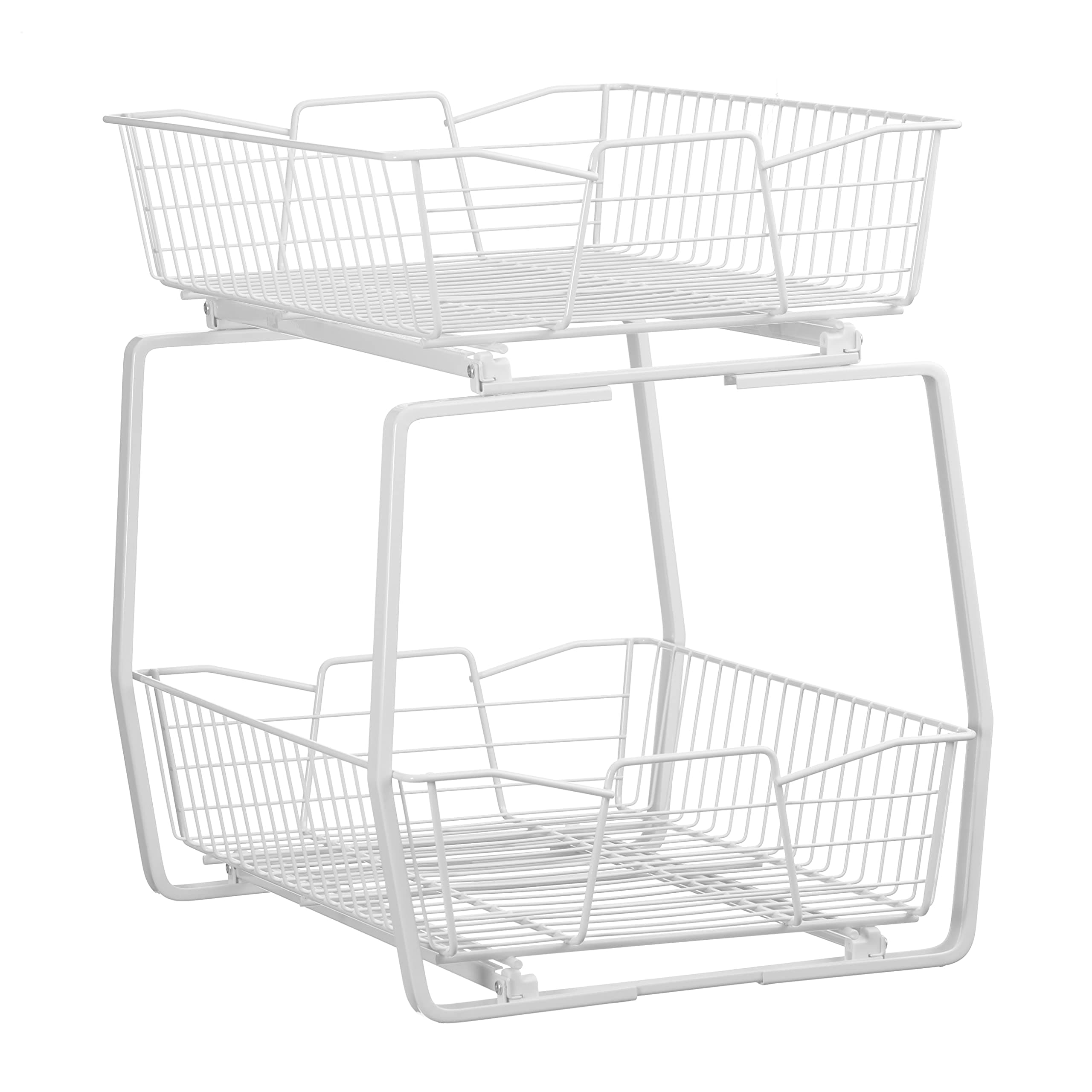 ClosetMaid 14 in. Pull Out Cabinet Organizer 2 Tier, Heavy Duty, Slide Out Pantry Shelves Drawers for Kitchen, Bathroom, White, Inch Two