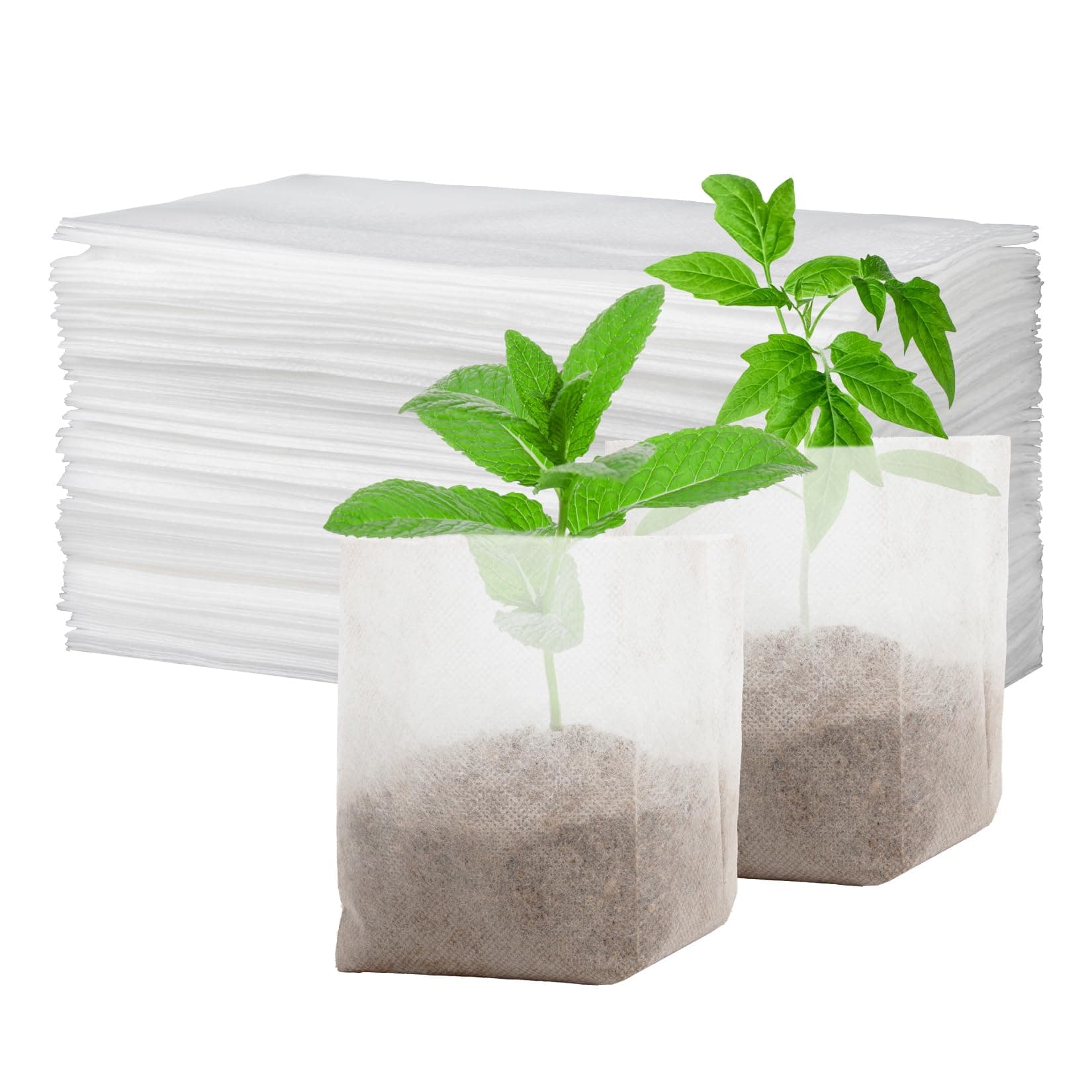 MAQIHAN Nursery Grow Bags - 100 PCS Non-Woven Nursery Bag,Bolsa para sembrar,Small Plant Grow Bags,Starter Bag for Plants Seeding,Home Garden Supplies,Vegetable Flower Fruit Saplings Tree (4.7"x4.7")