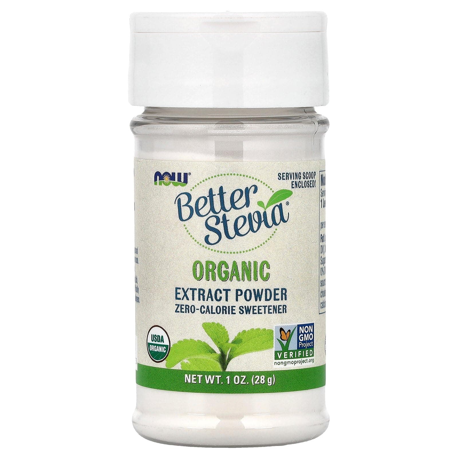 Now Foods Better Stevia Organic Extract Powder, Zero-Calorie Sweetener 1 Oz (28g)