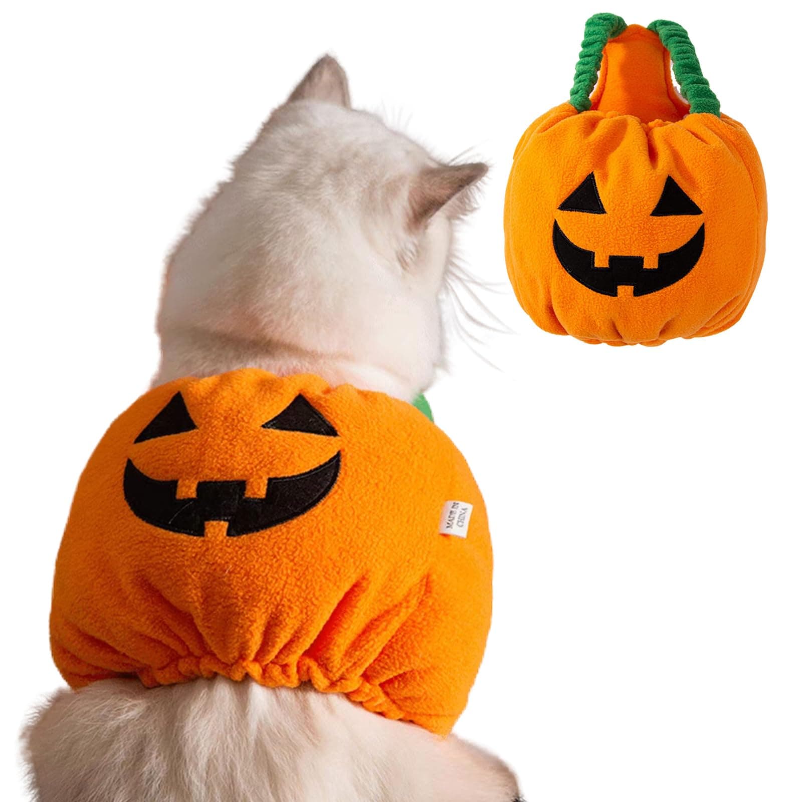 HarikajiHalloween Cat Costumes, Small Dog Plump Pumpkin Outfit, Pet Pumpkin Costumes for Cosplay Dress Up Party Carnival L