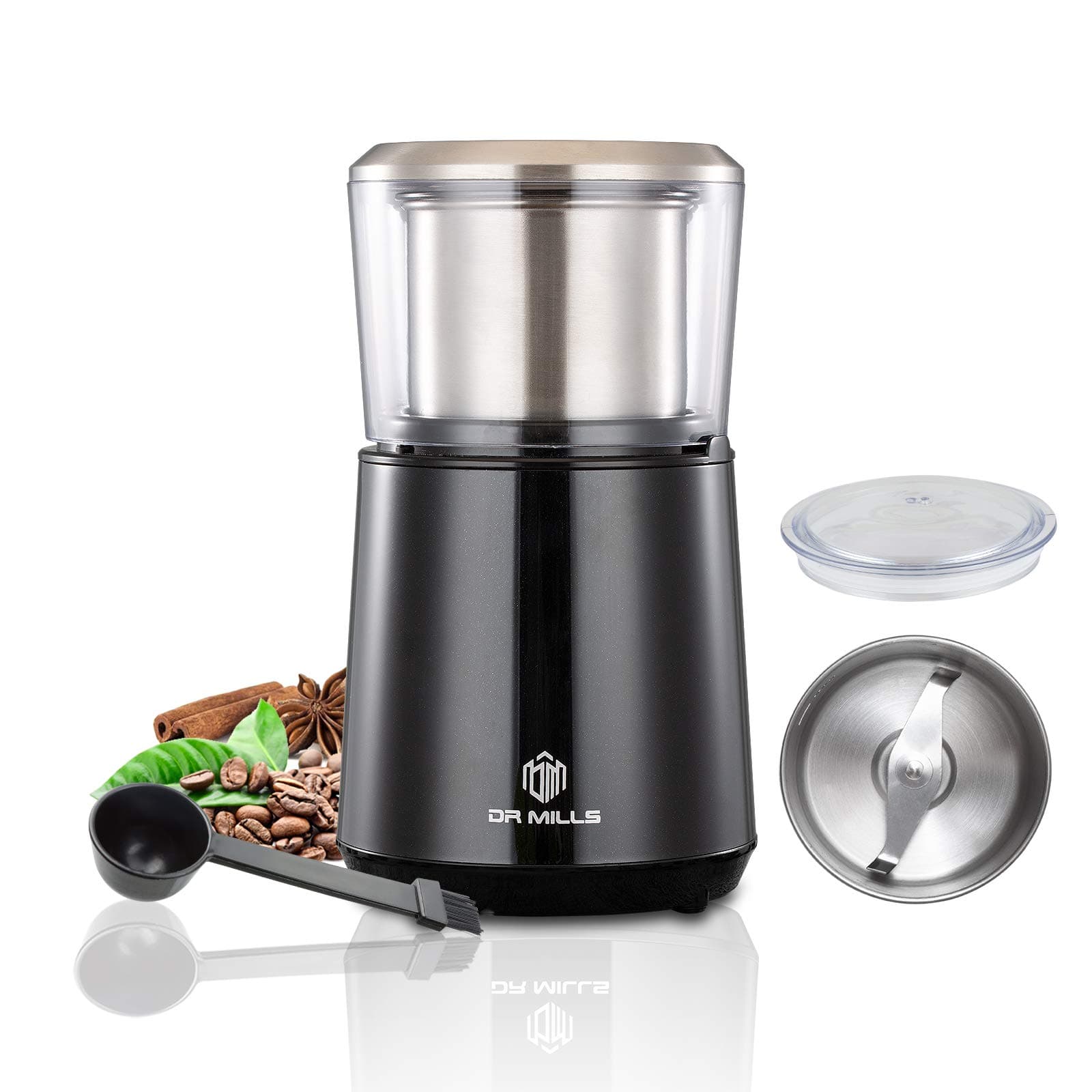 DR MILLS DM-7451 Electric coffee grinder, Dried Spice, nut, herb Grinder, detachable cup, Dishwashable, SUS304 stianlees steel