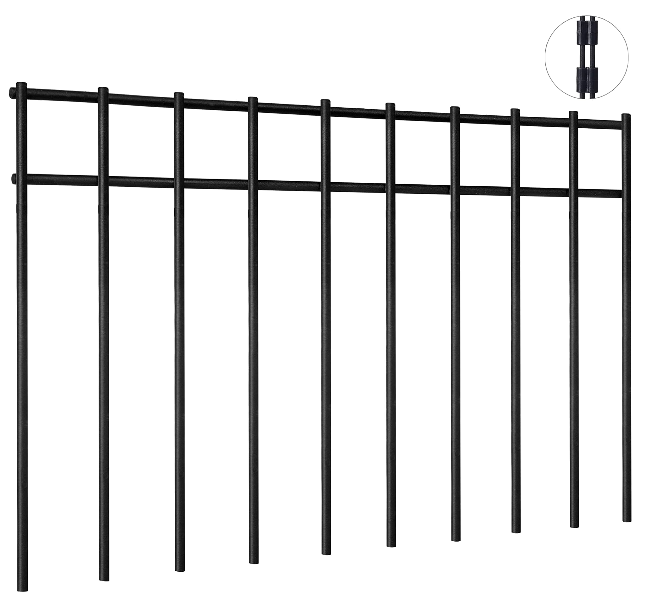 TANIVO 10 Pack - 17"x12" Animal Barrier Fence, 14Ft(L) No Dig Fence for Dogs with Strong Snap Connect, 4 Gauge Black Powder Coated Steel, Dog Rabbits Fence Barrier for Outdoor Landscaped Yard