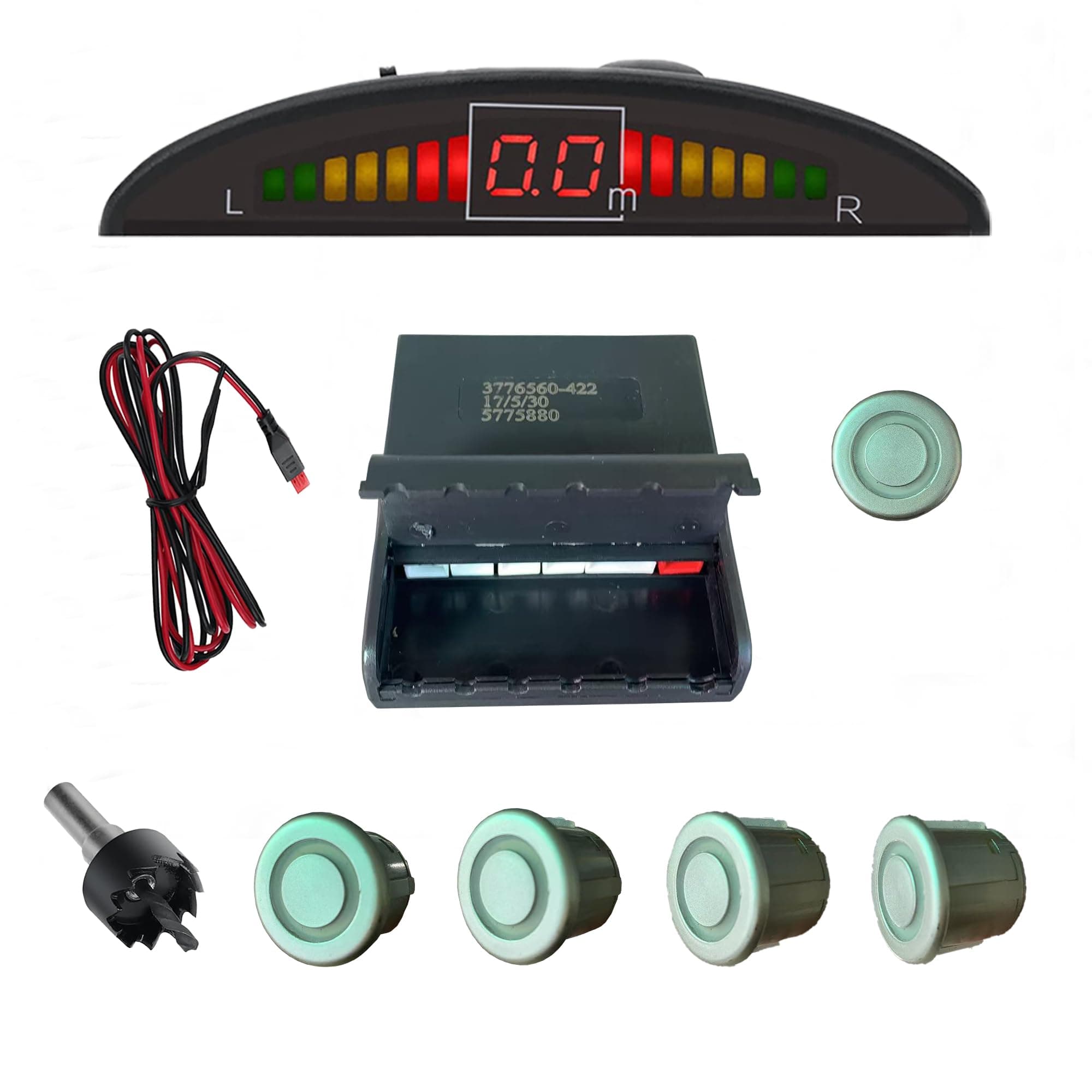 Pickup Truck Backup Radar System - Four 5.95m Sensors for Rear Installation, Compatible with Front Bumper Mounting - Enhance Safety & Visibility（Champagne Gold）
