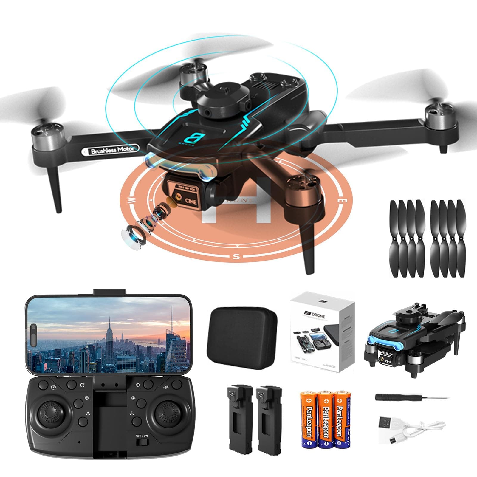 Techwonderz Drone with Camera for Beginner 1080P HD, Obstacle Avoidance Mini Drone with 50 Min Long Flight Time, Foldable RC Quadcopter with Brushless Motor for Beginner