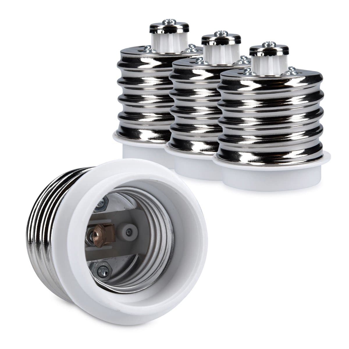 Sponsored Ad – kwmobile E40 to E27 Adapter Kit - Light Socket Converter Mogul Base E40 to Medium Base E27 for Halogen, LED Bulbs - 4 Pack in White