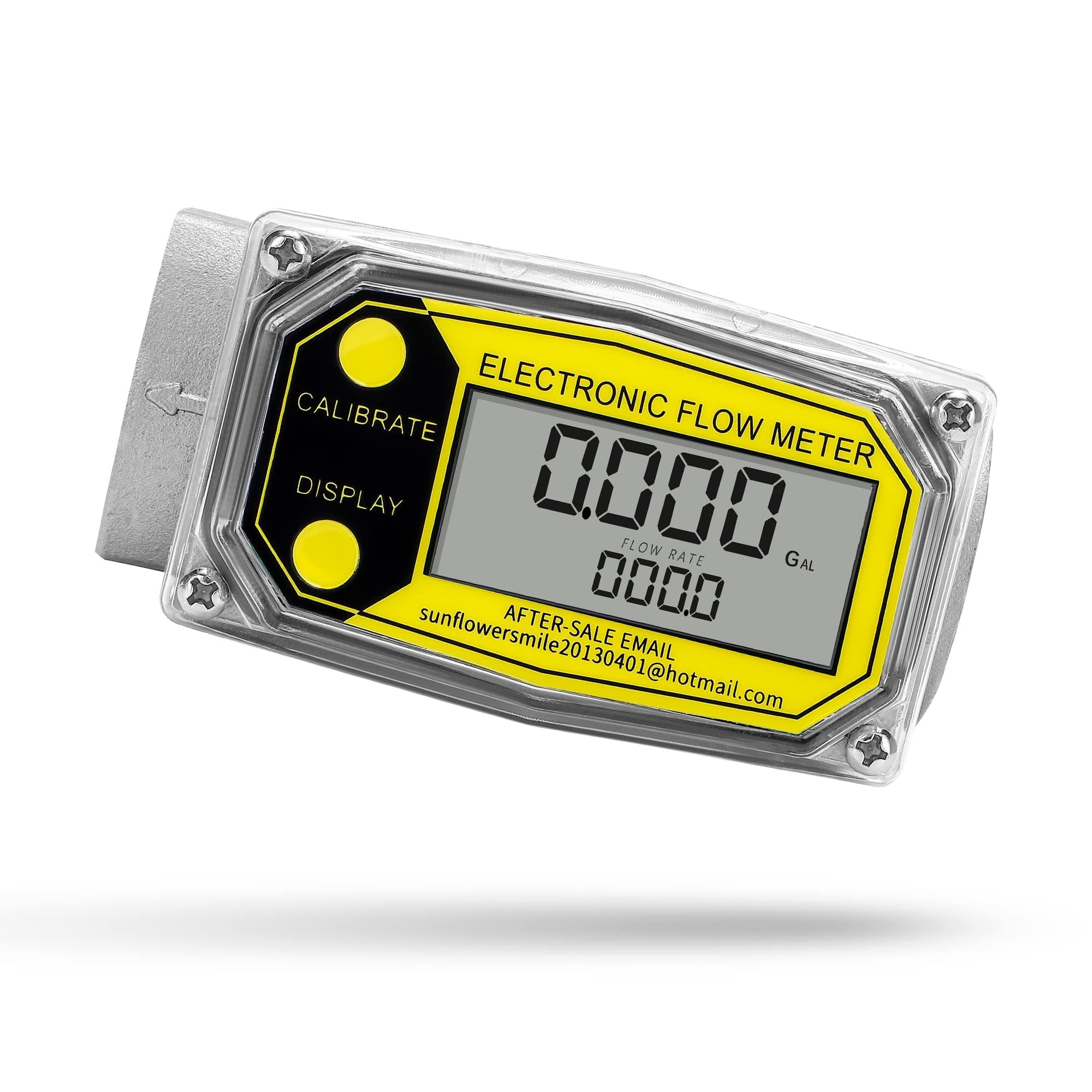 CGOLDENWALL 1 inch 3/4 inch Digital Fuel Meter, Turbine Water Flow Meter with Two NPT Adapters, Gallon Flow Meter for Liquids with Flow Rate 2.5-26GPM, Inline Flowmeter for Diesel Kerosene Gasoline