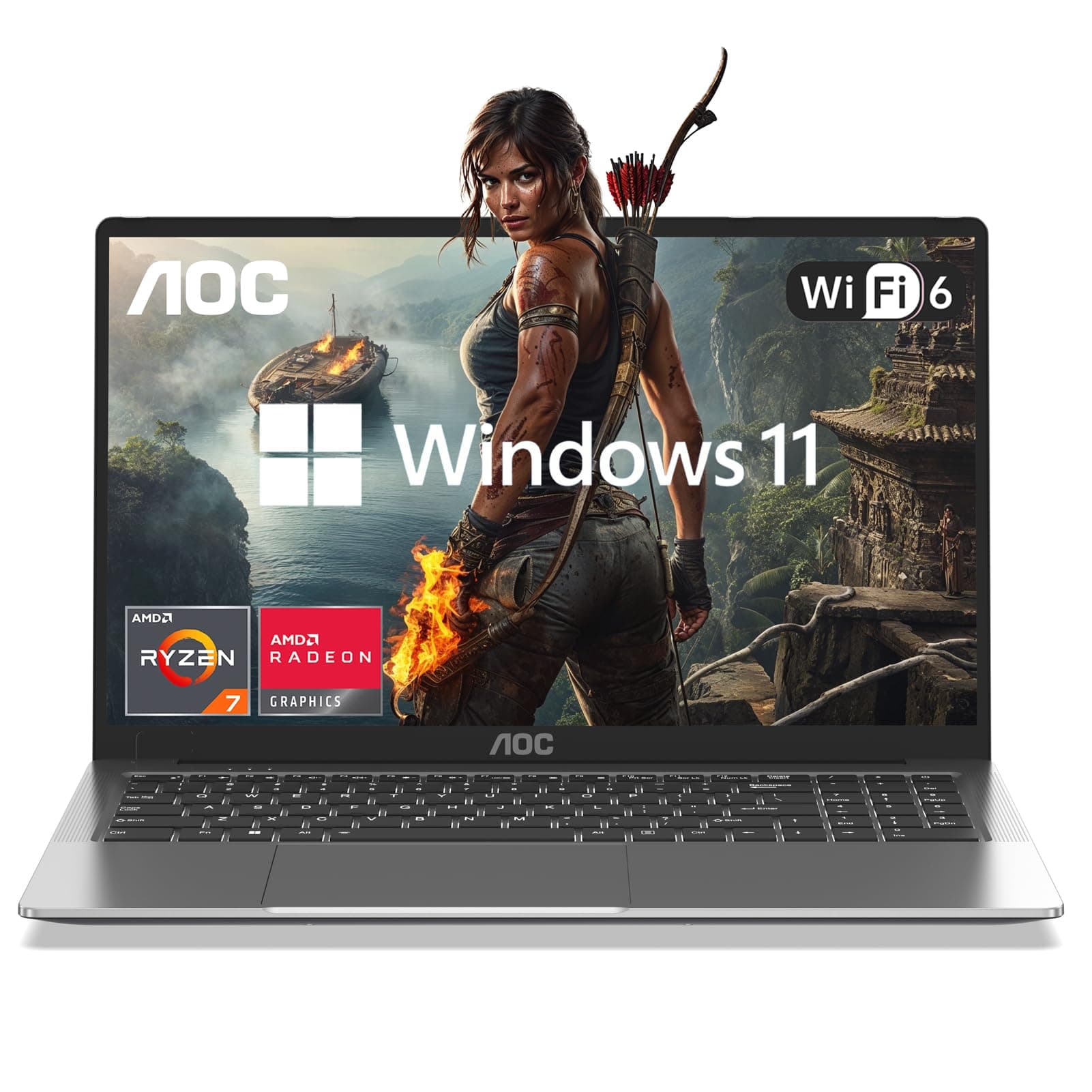AOC Gaming Laptop, AMD Ryzen 7 5000 Series(8C/16T), 16.1-inch FHD Display Laptop with 16GB RAM 2*DDR4, 512GB NVME SSD Laptop Computer, Support WiFi 6, 53Wh Battery, Backlit Keyboard,BT5.2,Type-C