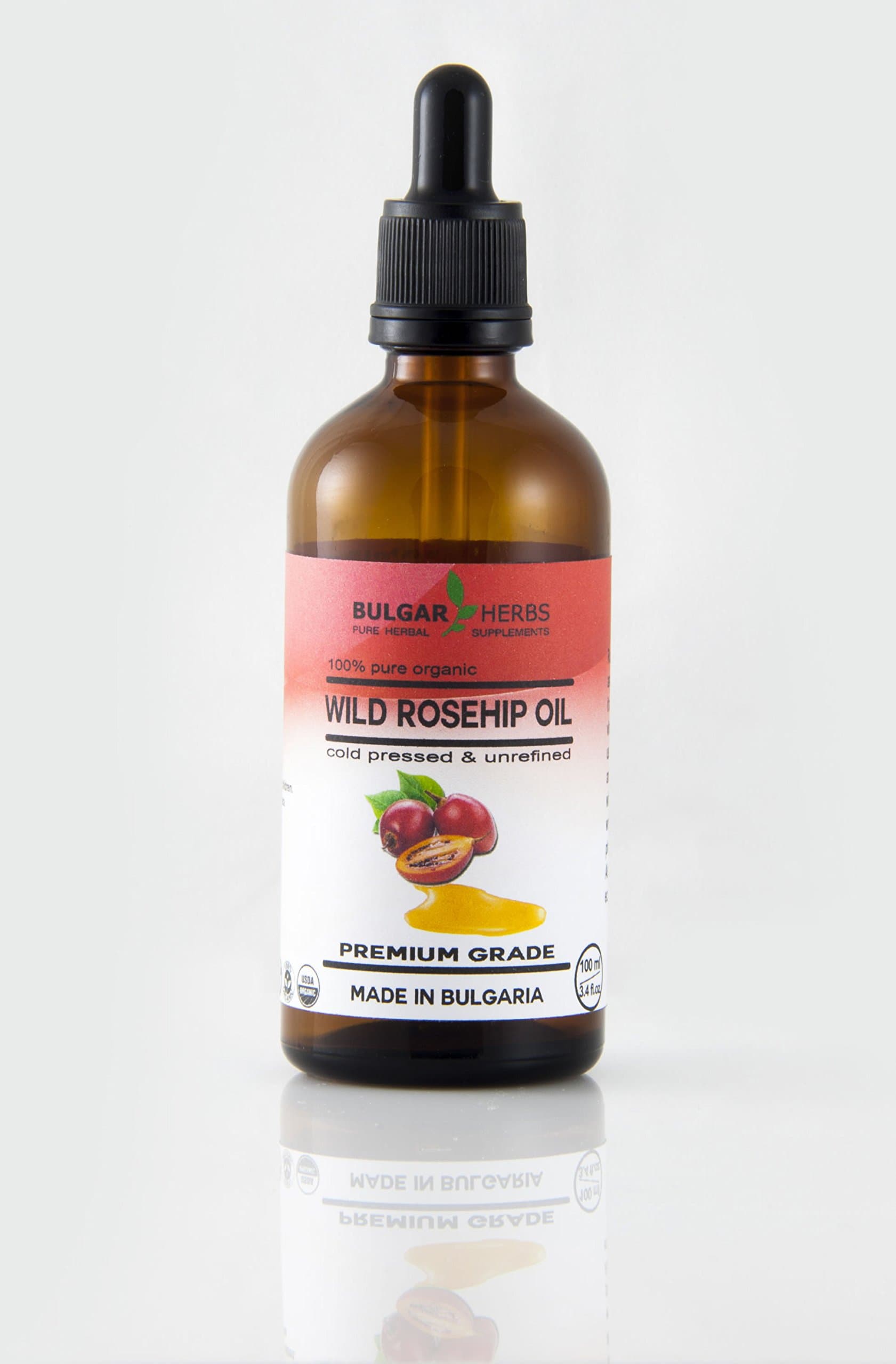 Pure Bulgarian Rosehip Oil - Organic and Raw For Anti Aging, Anti Wrinkles, Anti Acne and many more - 100 ml, 3.4 Fl.Oz