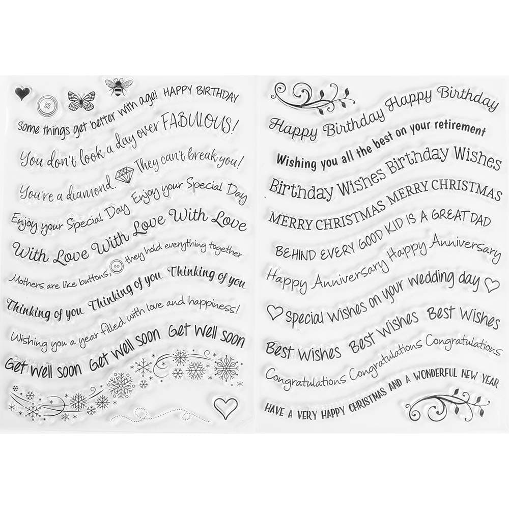 MaGuo Happy Birthday Clear Stamps All Occasion Best Wishes Word and Phrase Image for Card Making Greeting Phrases Clear Stamps DIY Scrapbooking