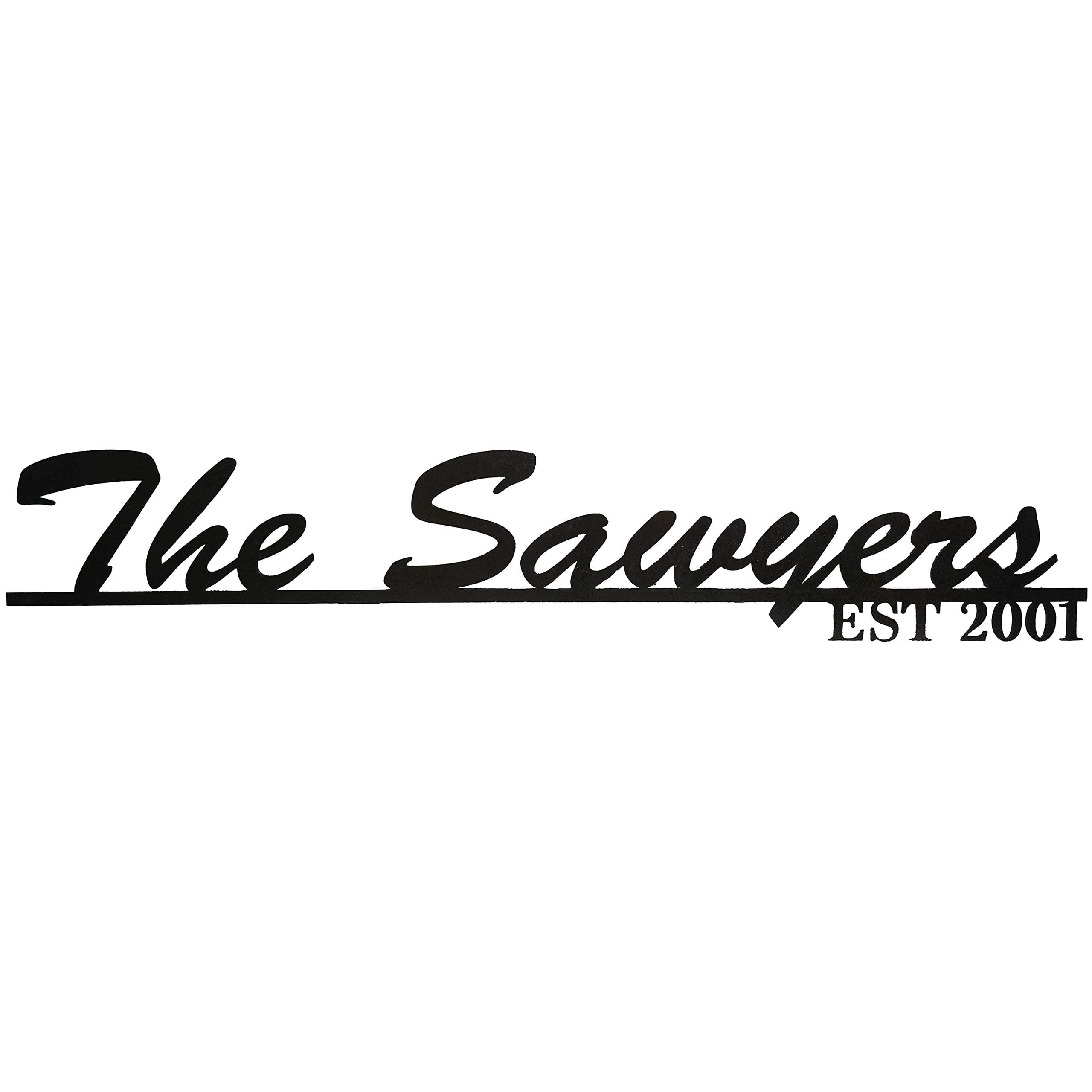 POEM Studio Elegant Personalized Steel Metal Wall Sign with Last Name and Wedding Year