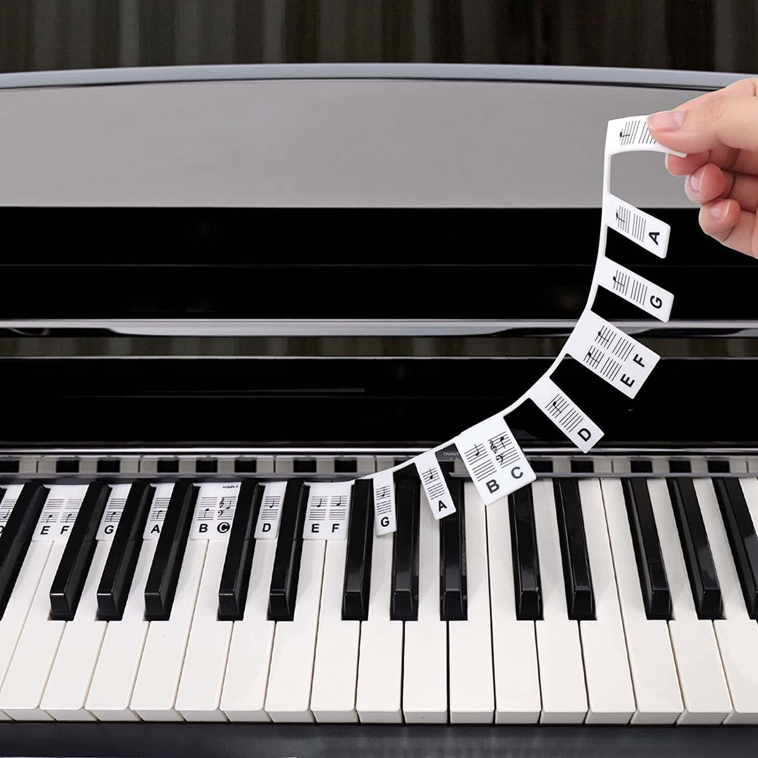 ZYLOYAL10 Piano Keyboard Labels, Removable and Reusable Silicone Piano Keyboard Stickers Lables, 88 Full Size, Piano Key Lable for Kids, Beginners, Classic