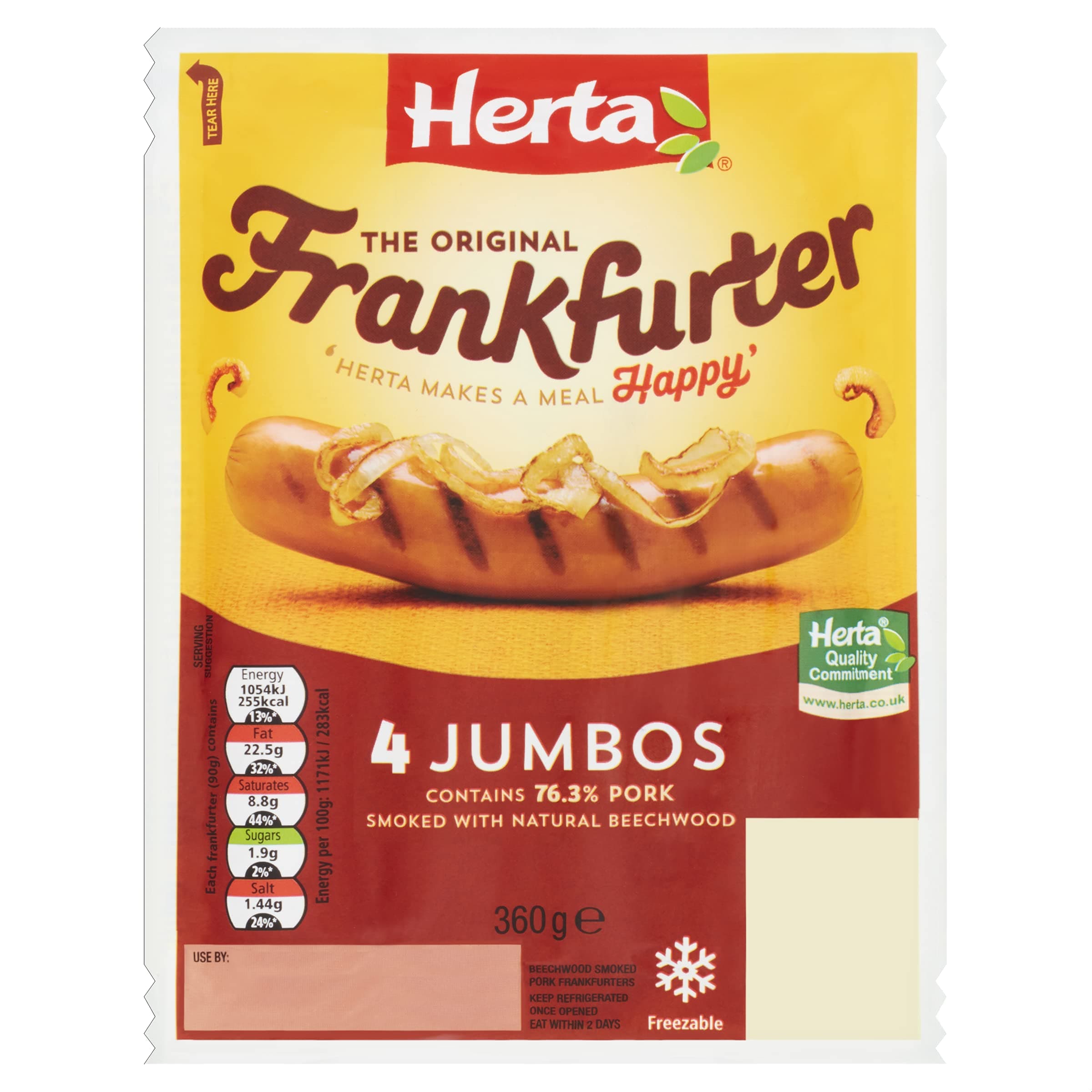 Herta Jumbo Frankfurters Hot Dogs, 360g