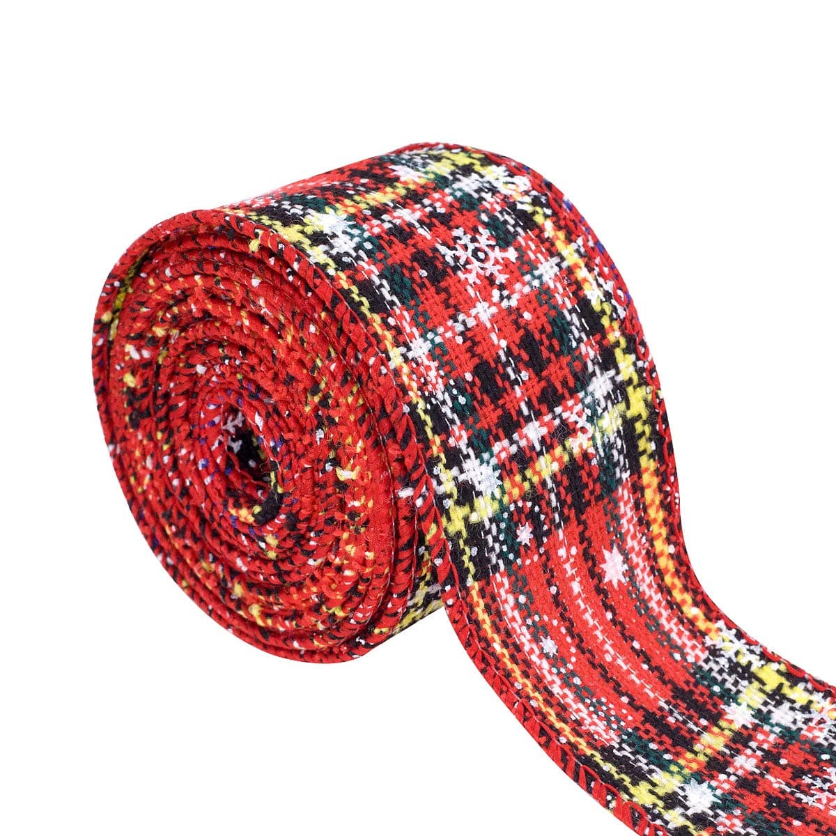 WAVEYU Buffalo Check Plaid Wired Ribbon Red Gingham Ribbon 2" Wide 197'' Length for Christmas Tree, Wreath Bows, Festive Farmhouse Decoration, Gift Wrapping Crafts, Christmas Holiday Decorations