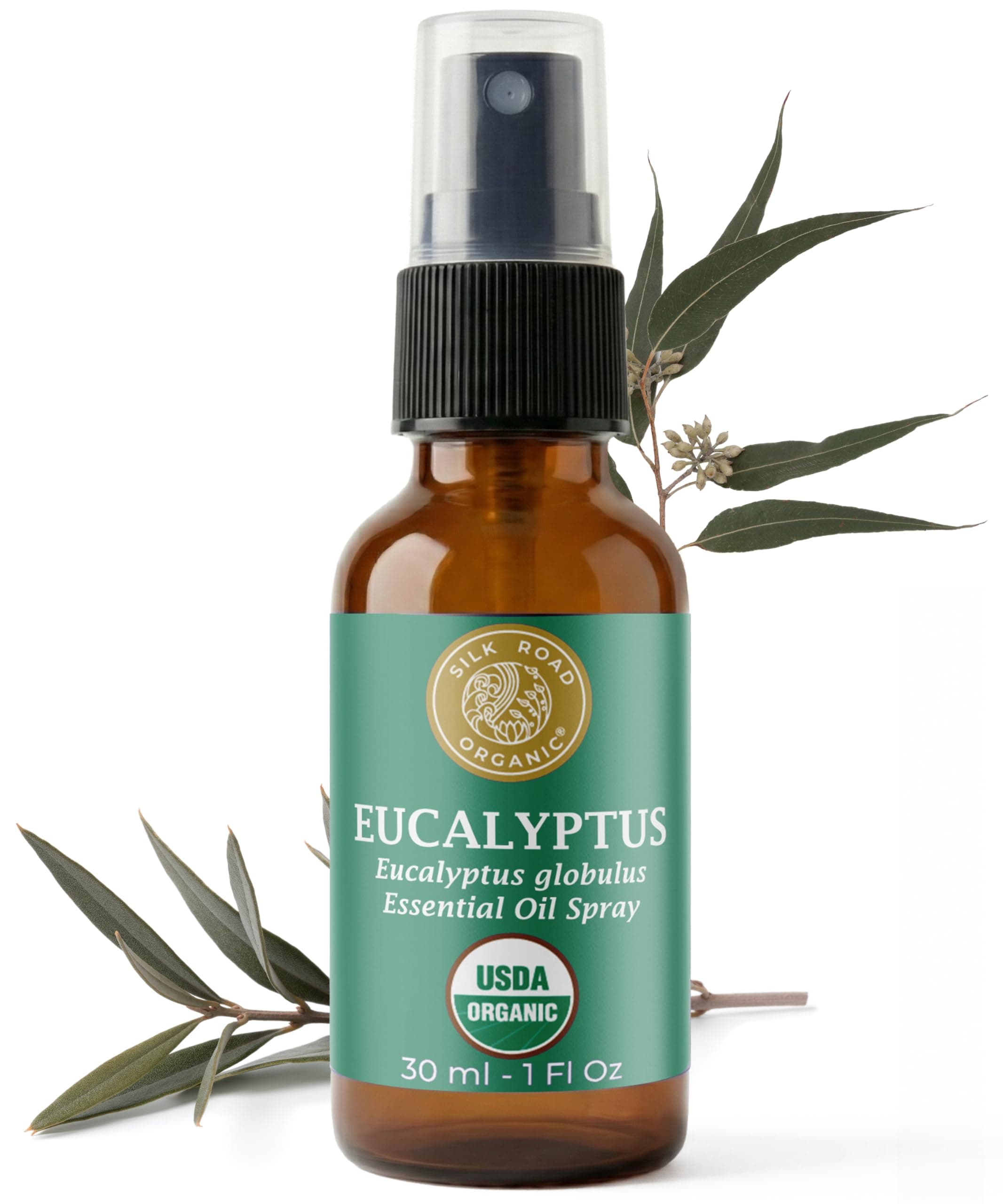 - Silk Road Organic Eucalyptus Essential Oil Spray, 100% Pure USDA Certified Aromatherapy - Congestion, Colds, Cough, Sinus, Allergies & Skin Care – 1 Oz Spray